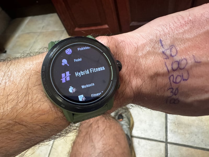 electing the PFT Test option within the Hybrid Fitness mode on a Coros watch