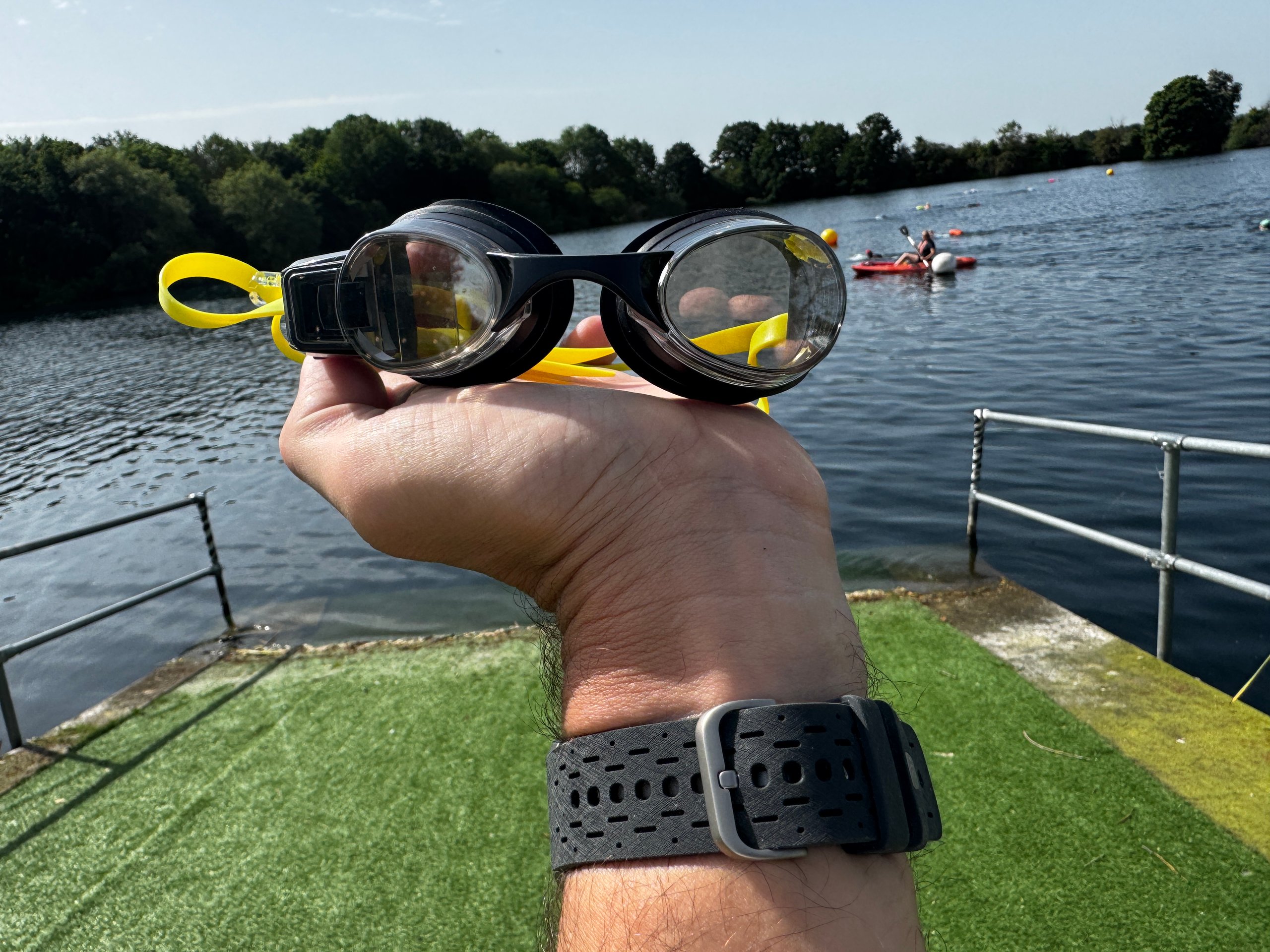 FORM Smart Swim 2 LT goggles at Oak Ash Lake before open water test