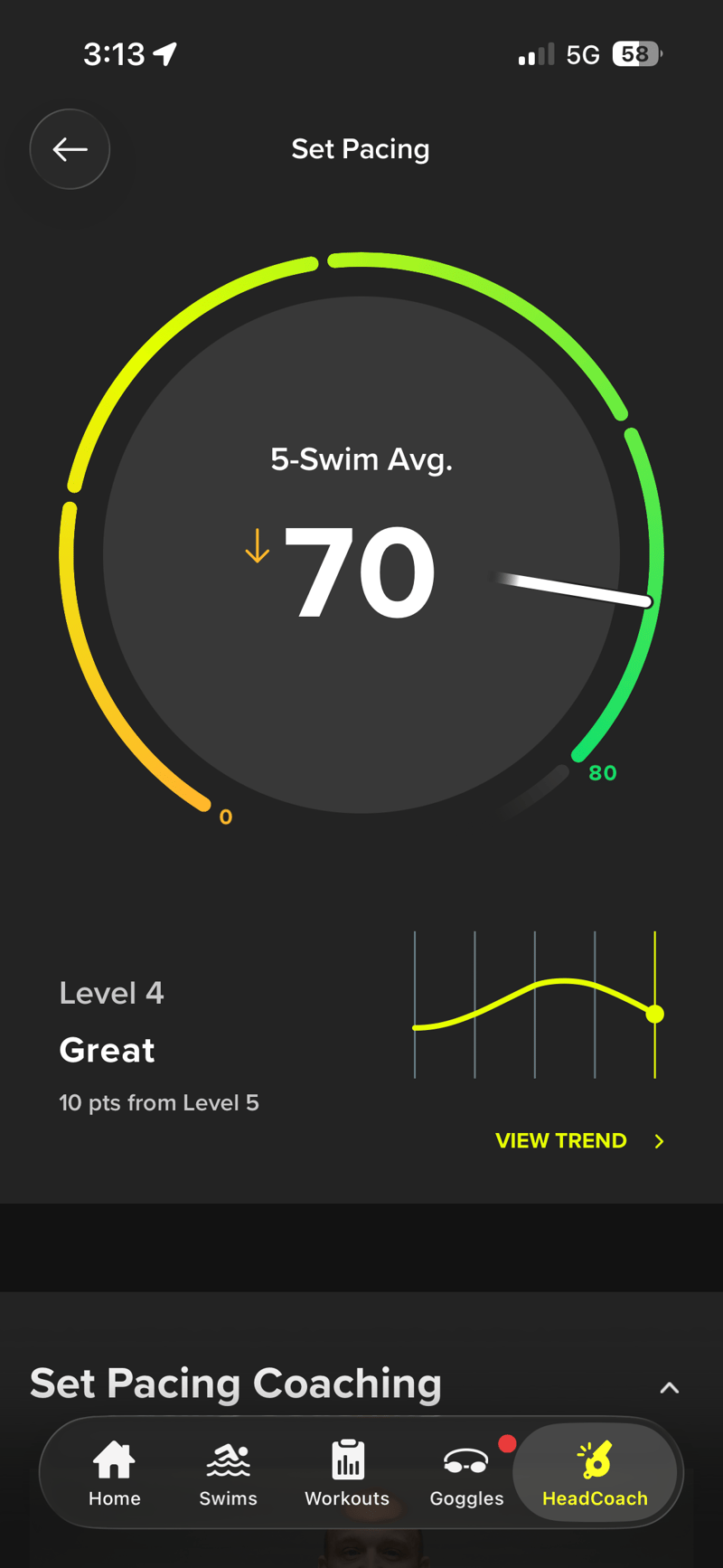 Form Smart Swim 2 LT goggles SET PACING Score