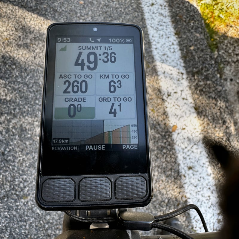 Wahoo elemnt Roam 3 climb pro climbing screen