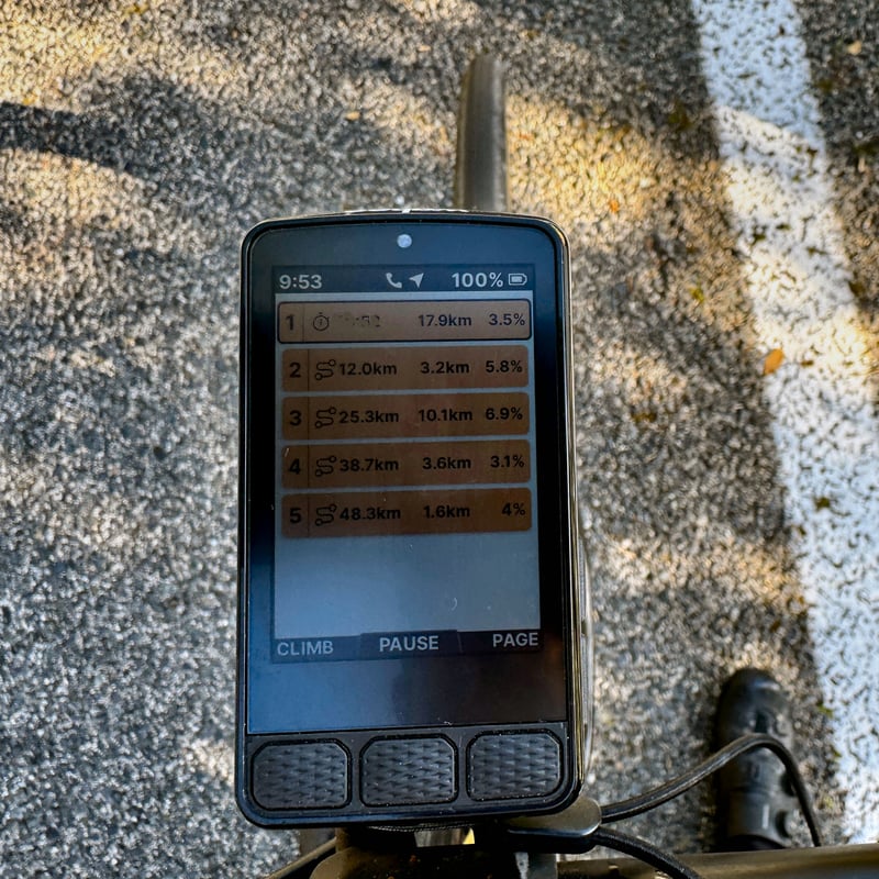 Wahoo elemnt Roam 3 planned ascents