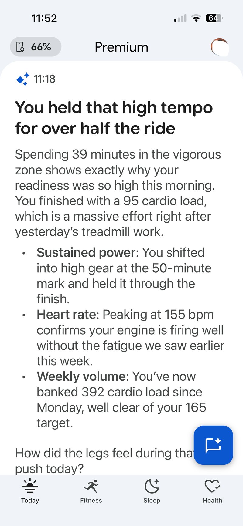Google Health app screen filled with AI text summaries