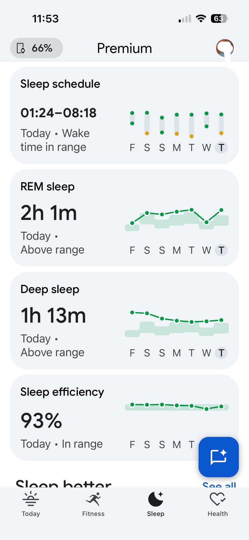 Google Health weekly sleep data shown cleanly
