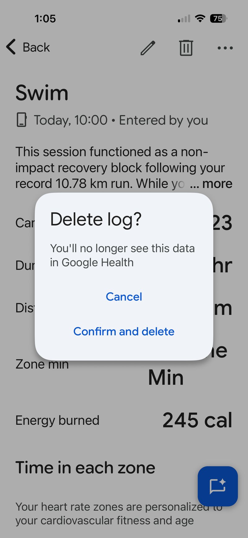 google health instructions on what not to classify a swim as a swim if you want to see the heart rate data