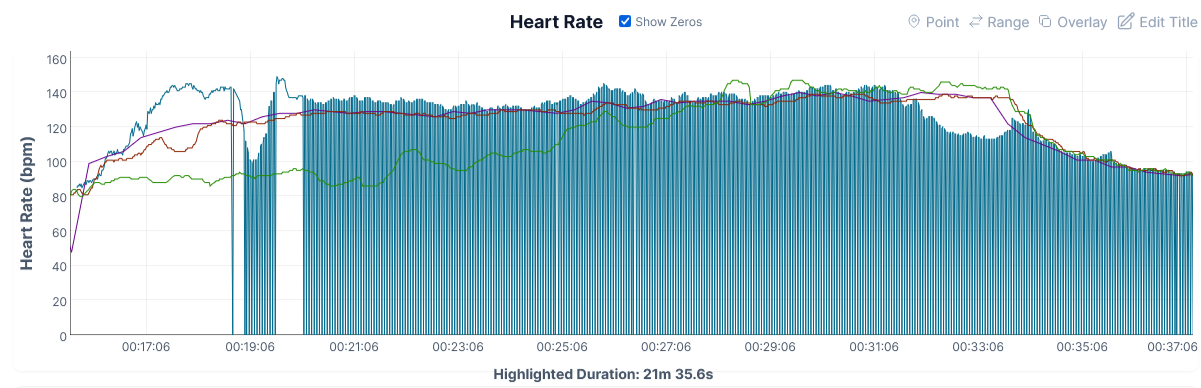 Amazfit Helio Strap data showing HR dropouts during open water swim