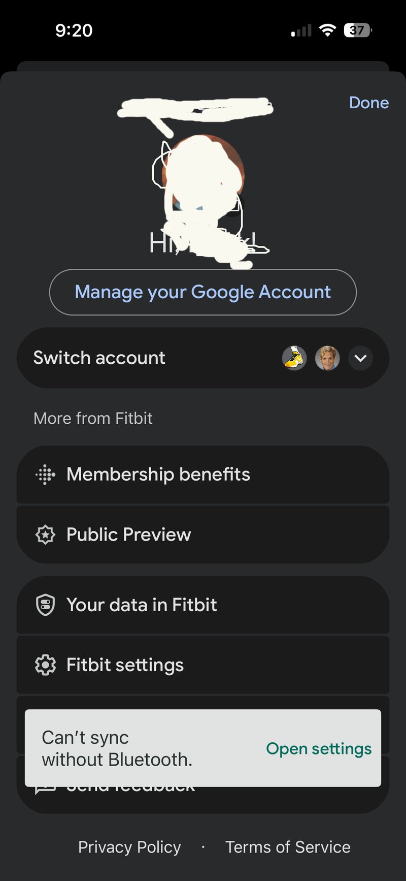 Fitbit app profile menu showing the Public Preview option used to access the Google Health app