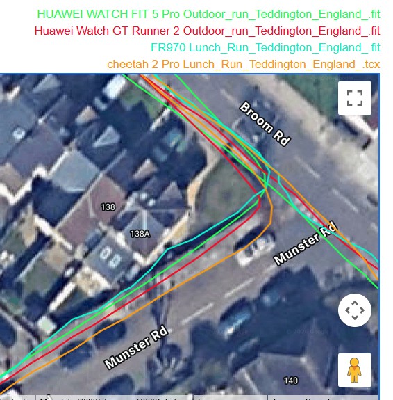 huawei fit 5 pro running gps suburban grid test detail corner turn