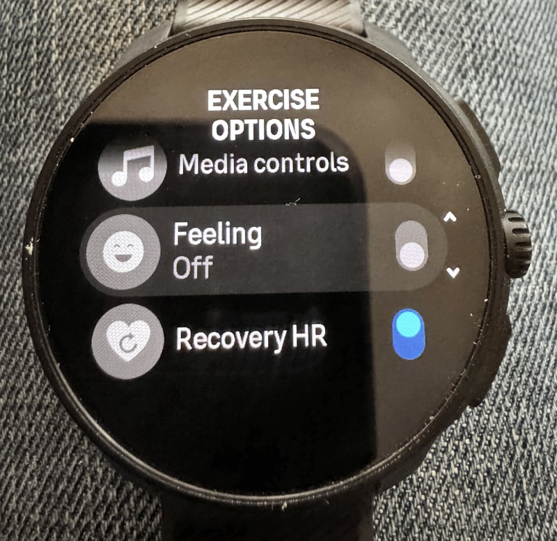Suunto Race 2 heart rate recovery test enabled in the sport mode settings