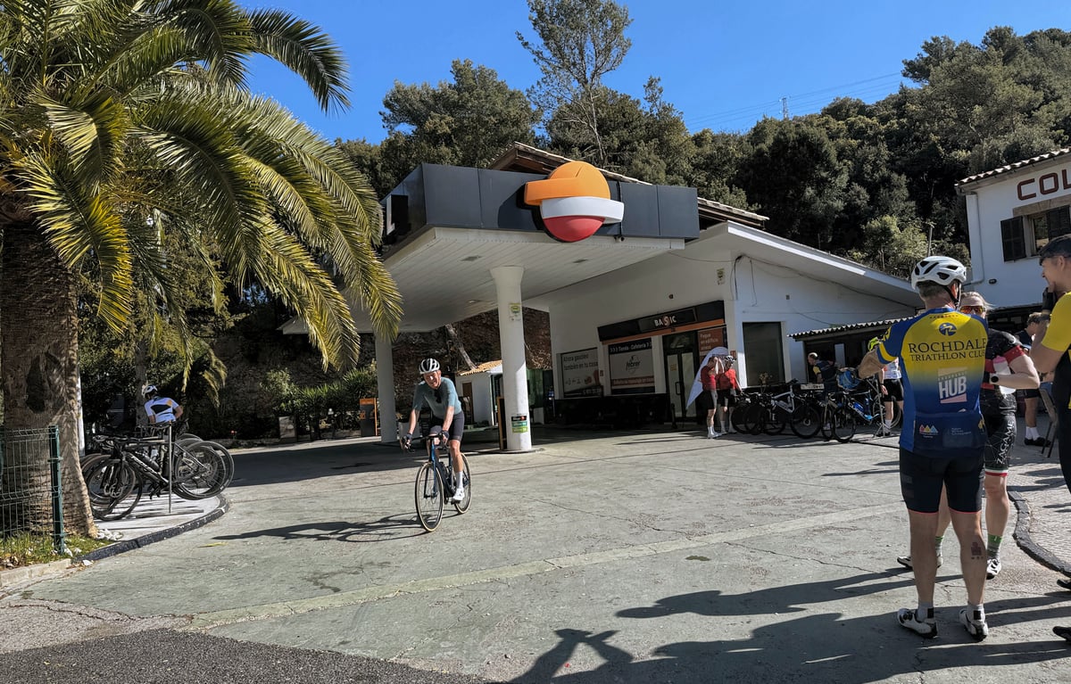 Repsol garage cycling hub near Cap Formentor, a meeting point on the route