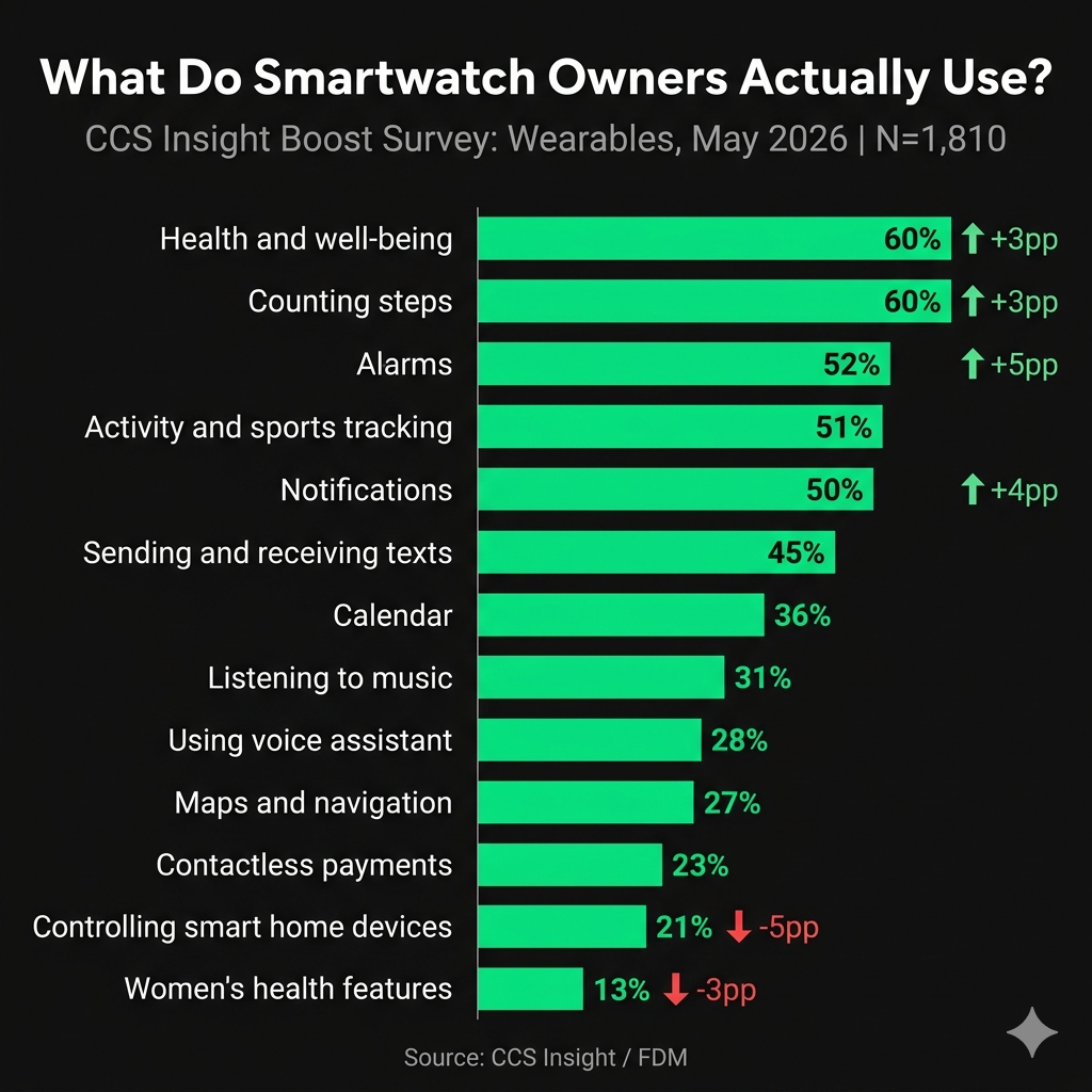 CCS Insight Boost Survey 2026 smartwatch brand switching loyalty by brand