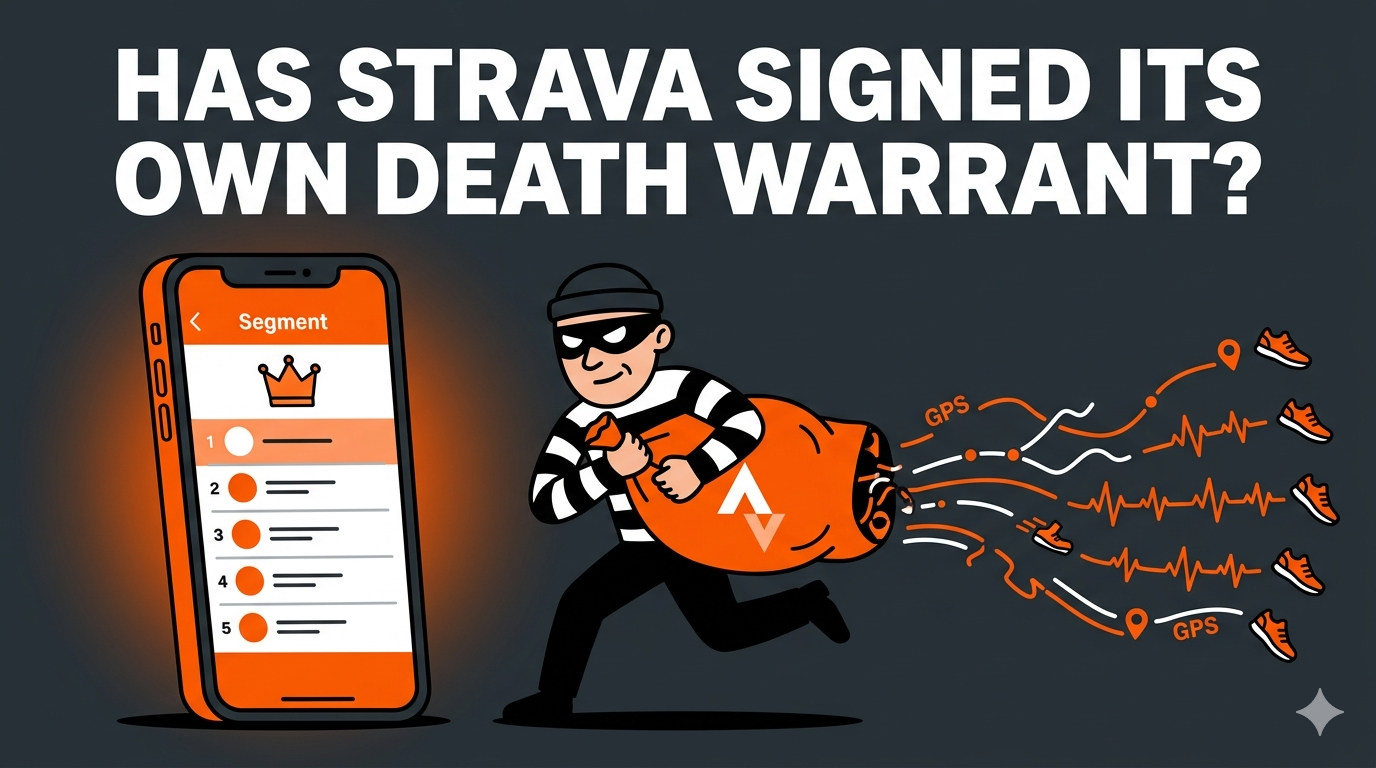 cartoon thief making off with Strava GPS data representing AI access to training history