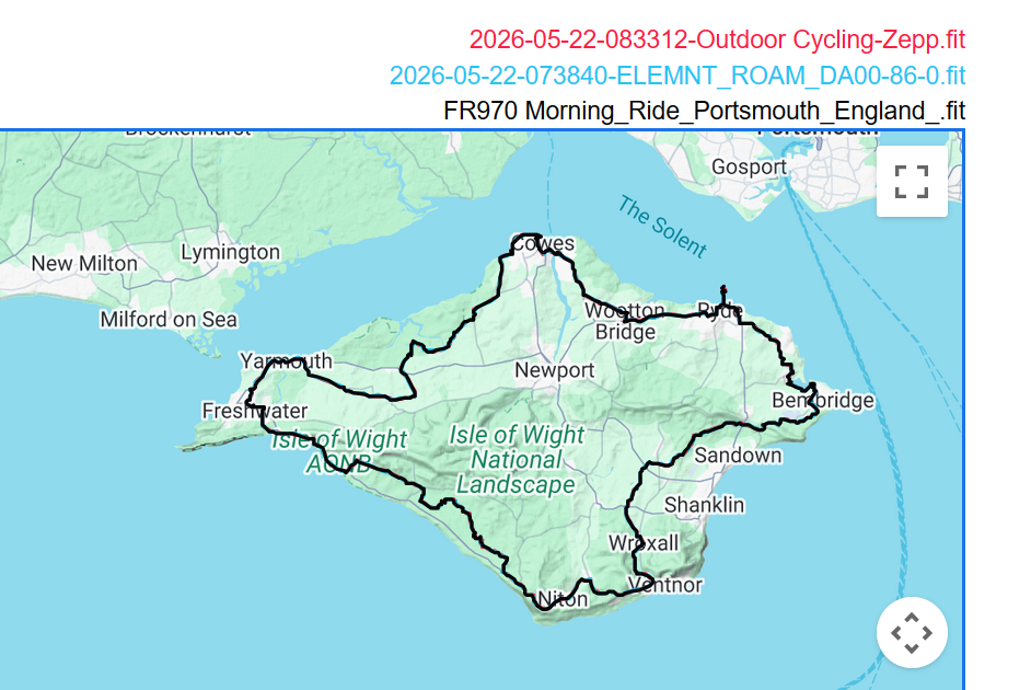 Isle of Wight cycle ride Amazfit Cheetah 2 Ultra GPS overview