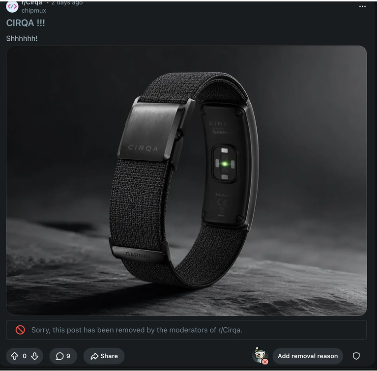 Circulating Garmin CIRQA images believed to be AI-generated or unofficial renders, not confirmed Garmin assets