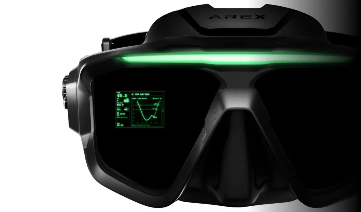 AREX ONE microLED HUD dive mask front view
