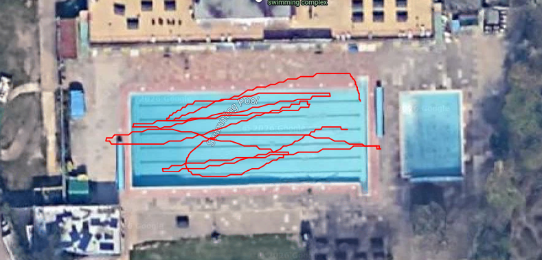 HoloSwim 3 Pro GPS track recorded lane by lane in Hampton outdoor pool
