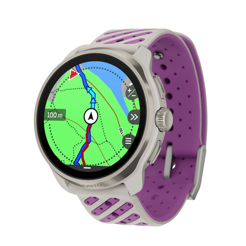 Suunto Race 3S AMOLED display showing an offline map