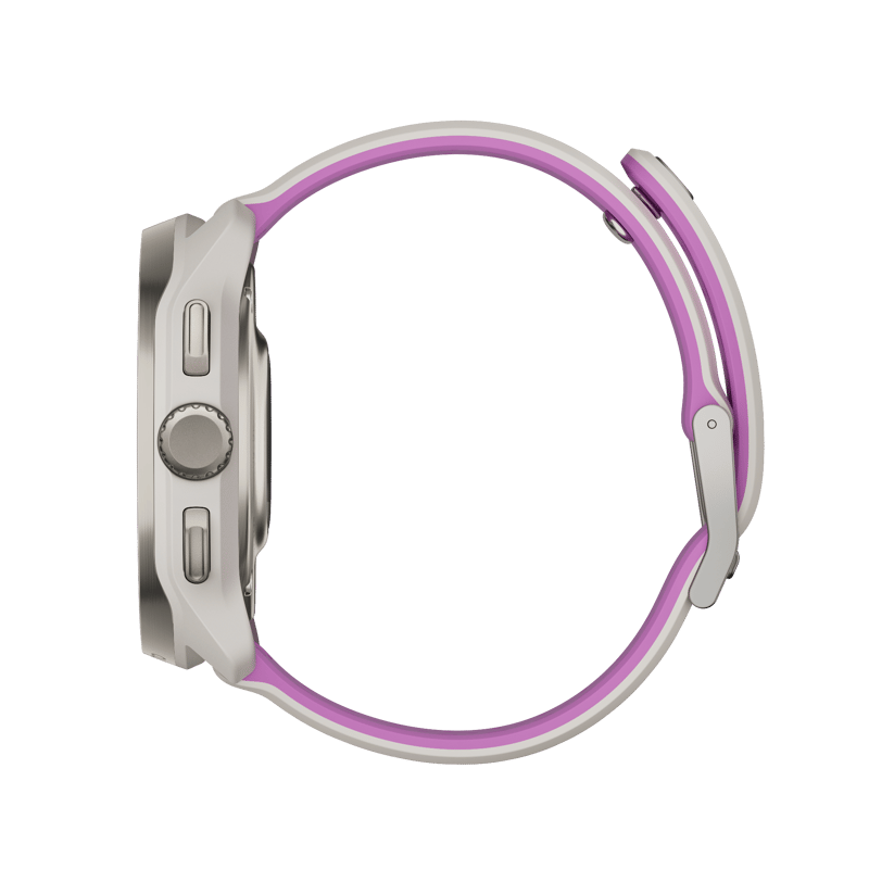 Suunto Race 3S side view, 11.4mm thick with a titanium bezel
