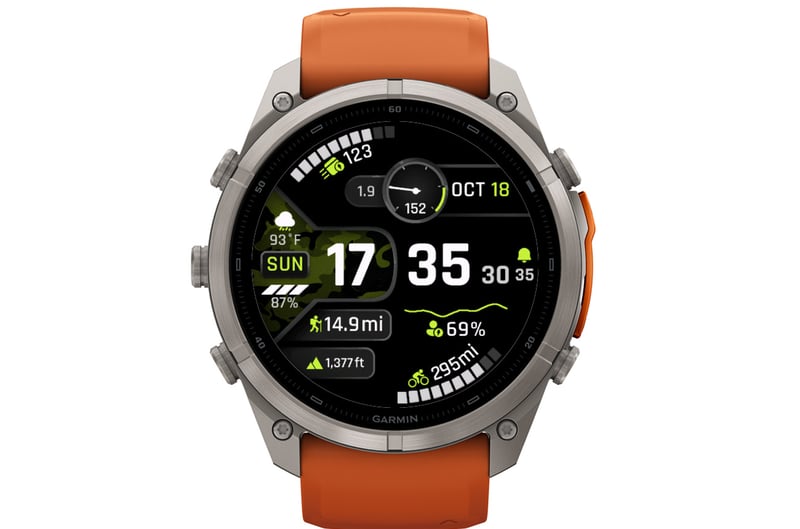 CAMIX 9 on a fenix 9 Pro 51 mm in the Lime theme with the heart rate zone sub-dial