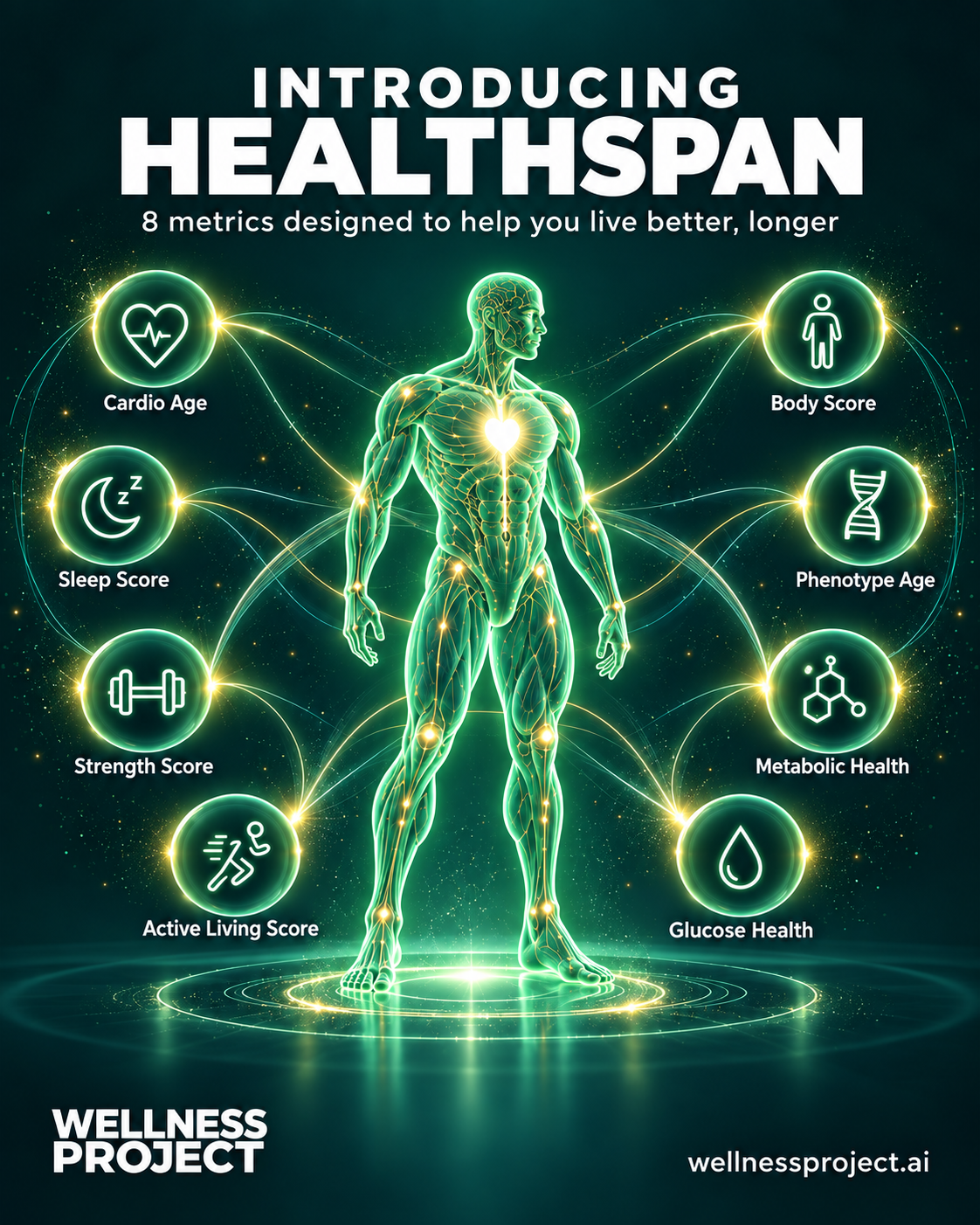 Wellness Project Healthspan eight-factor report, portrait view
