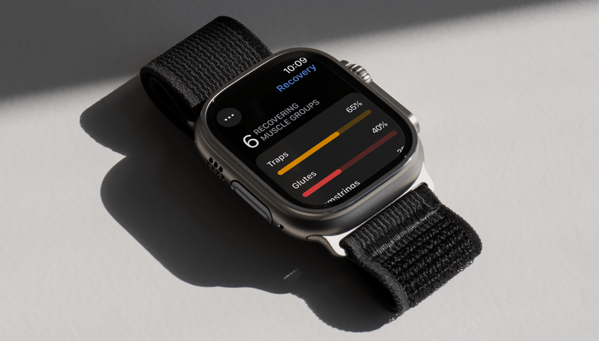 Motra strength training app counting reps on an Apple Watch Ultra 3, now believed to be owned by WHOOP