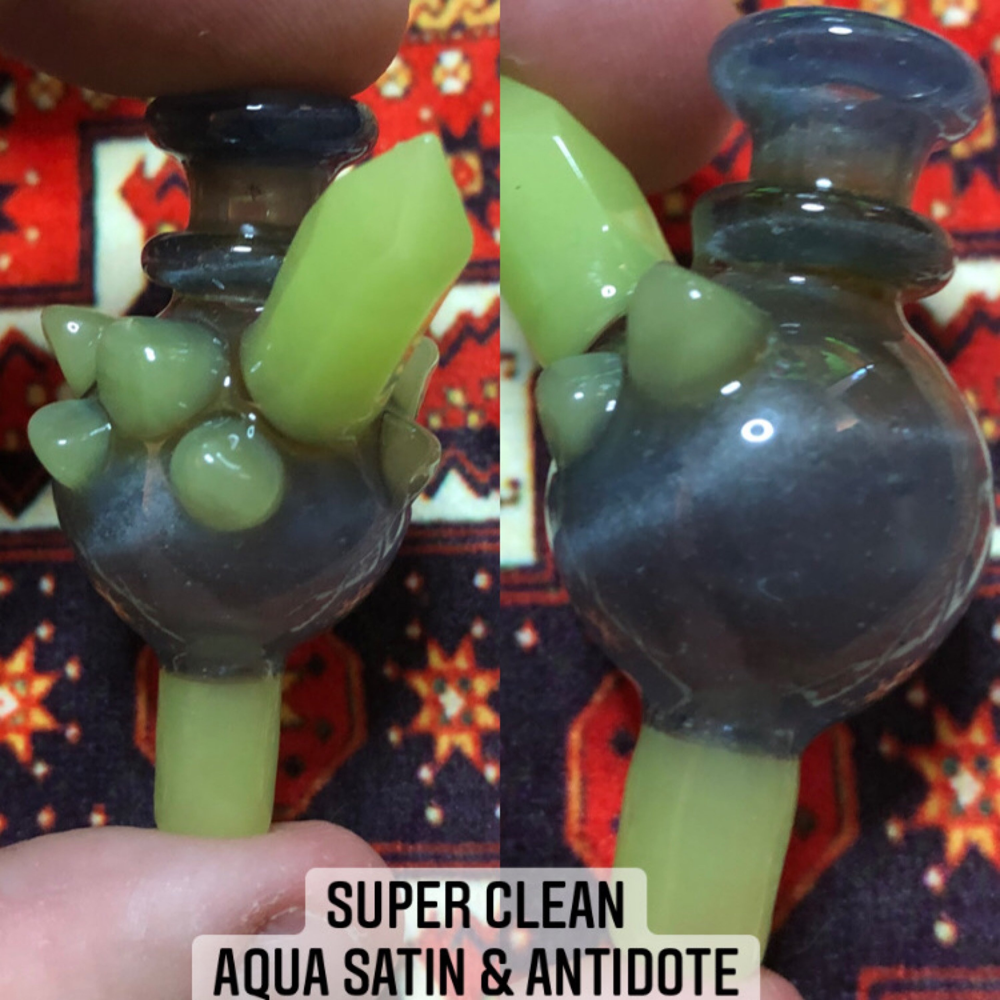 Preview pic of AQUA SATIN and ANTIDOTE crystal cluster bubble cap