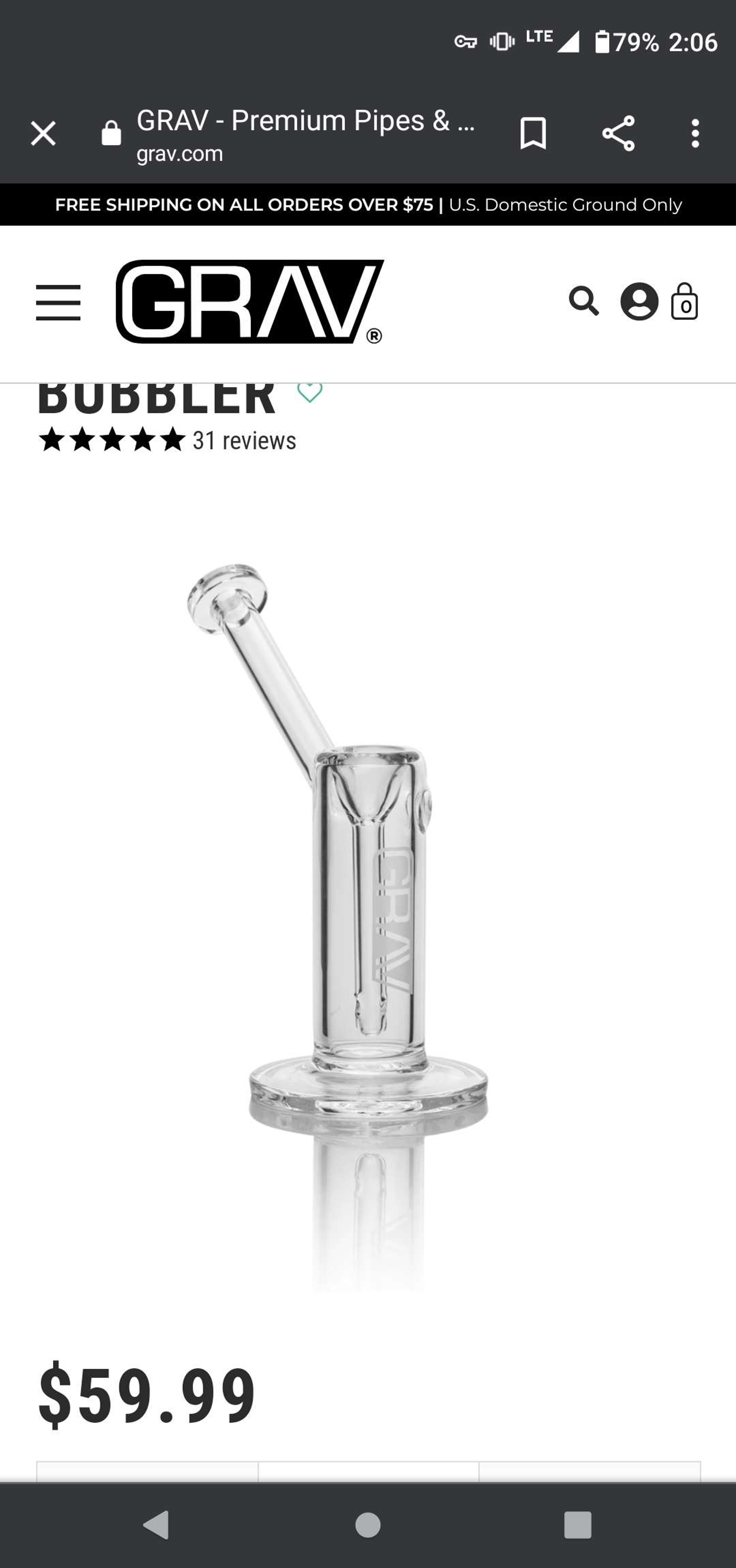 Grav Lab Small Upright Bubbler image 0