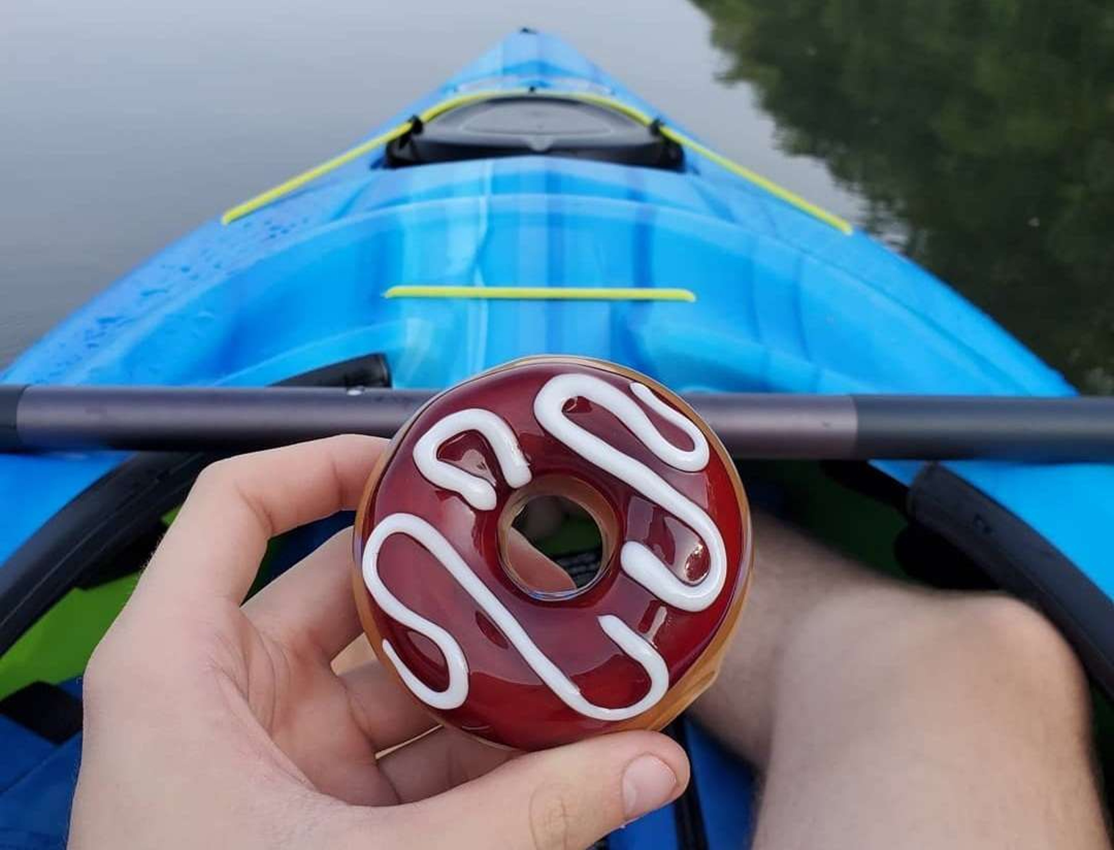 KGB Glass Cherry Frosted w/ Vanilla Drizzle Large Donut Pipe image 0