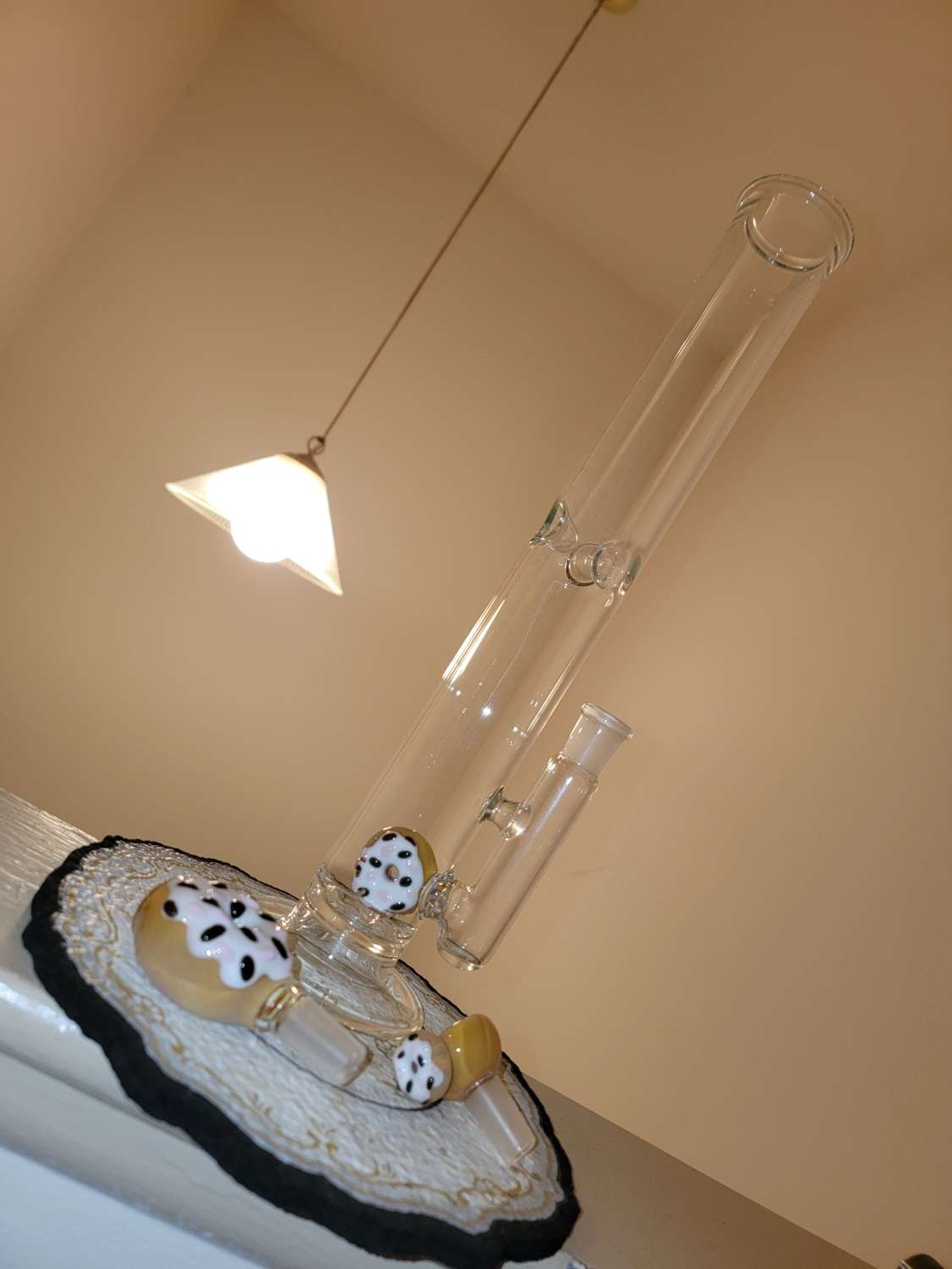 2019 KGB Glass Straight Tube w/ Vanilla Frosted + Choco/Strawb Sprinkles Vertical Donut Perc image 0