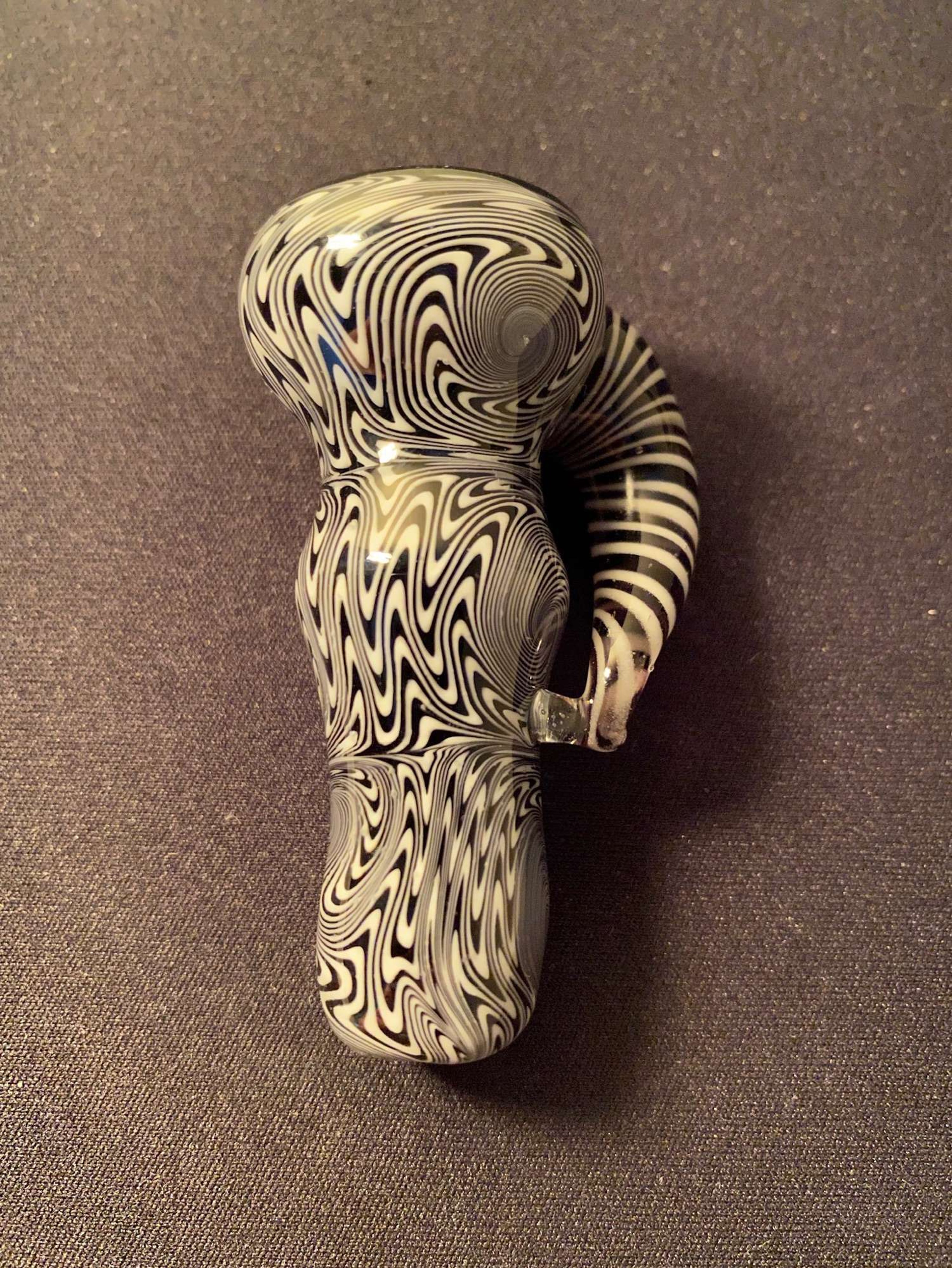 Heady Black & White Wig Wag Worked Chillum image 0