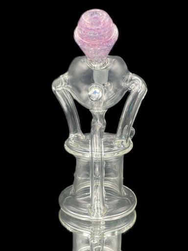 Preview pic of BakedKreationsGlass Clear Recycler with Pink Mouthpiece