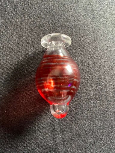 Preview pic of Heady Red and Clear Swirled Bubble Carb Cap Candy Cane Simple