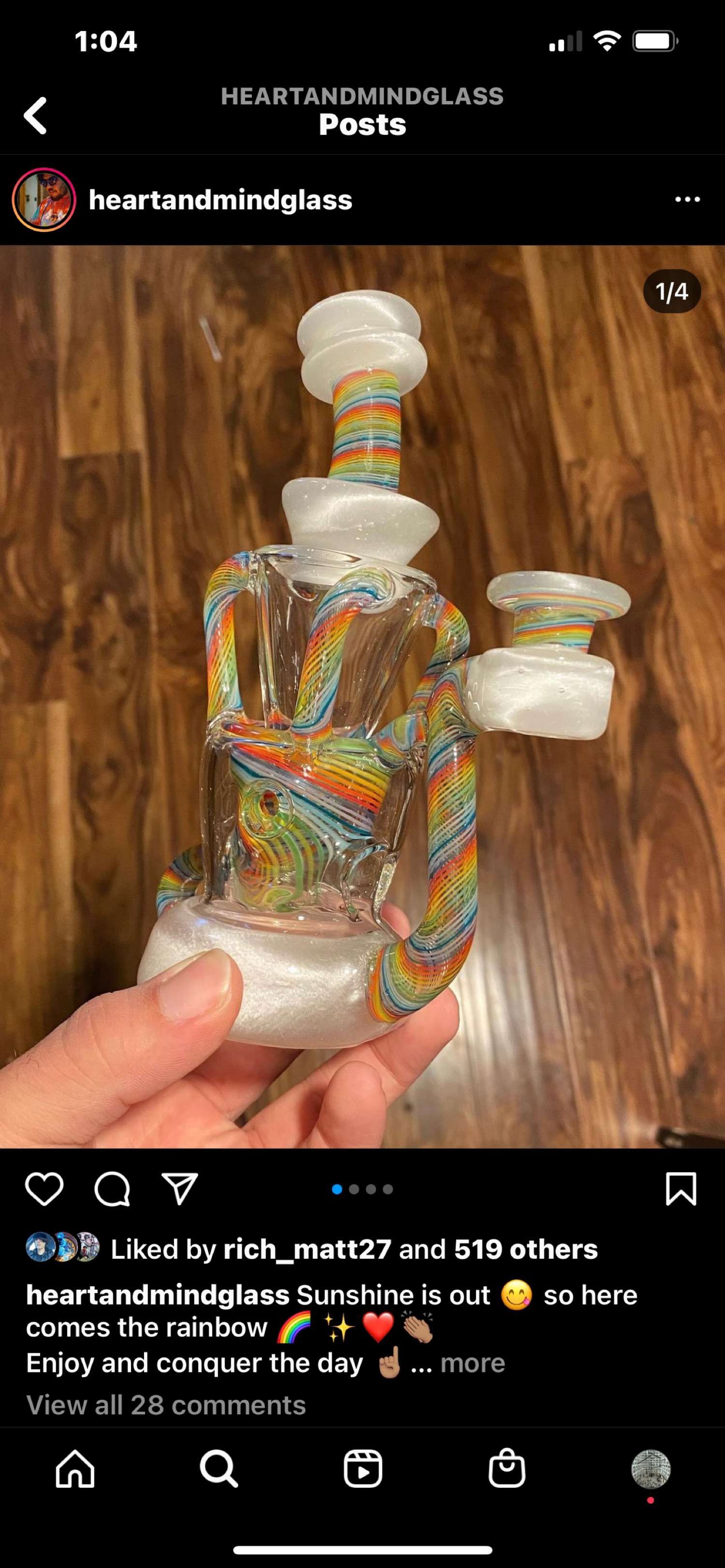 Preview pic of Heartandmind Fab Quad in Full rainbow retti and uv gluestick retail 2.2k….. Asking 1725 OBO…comes with v3 gavel and zachbrownglass spinner cap worth over 3k 