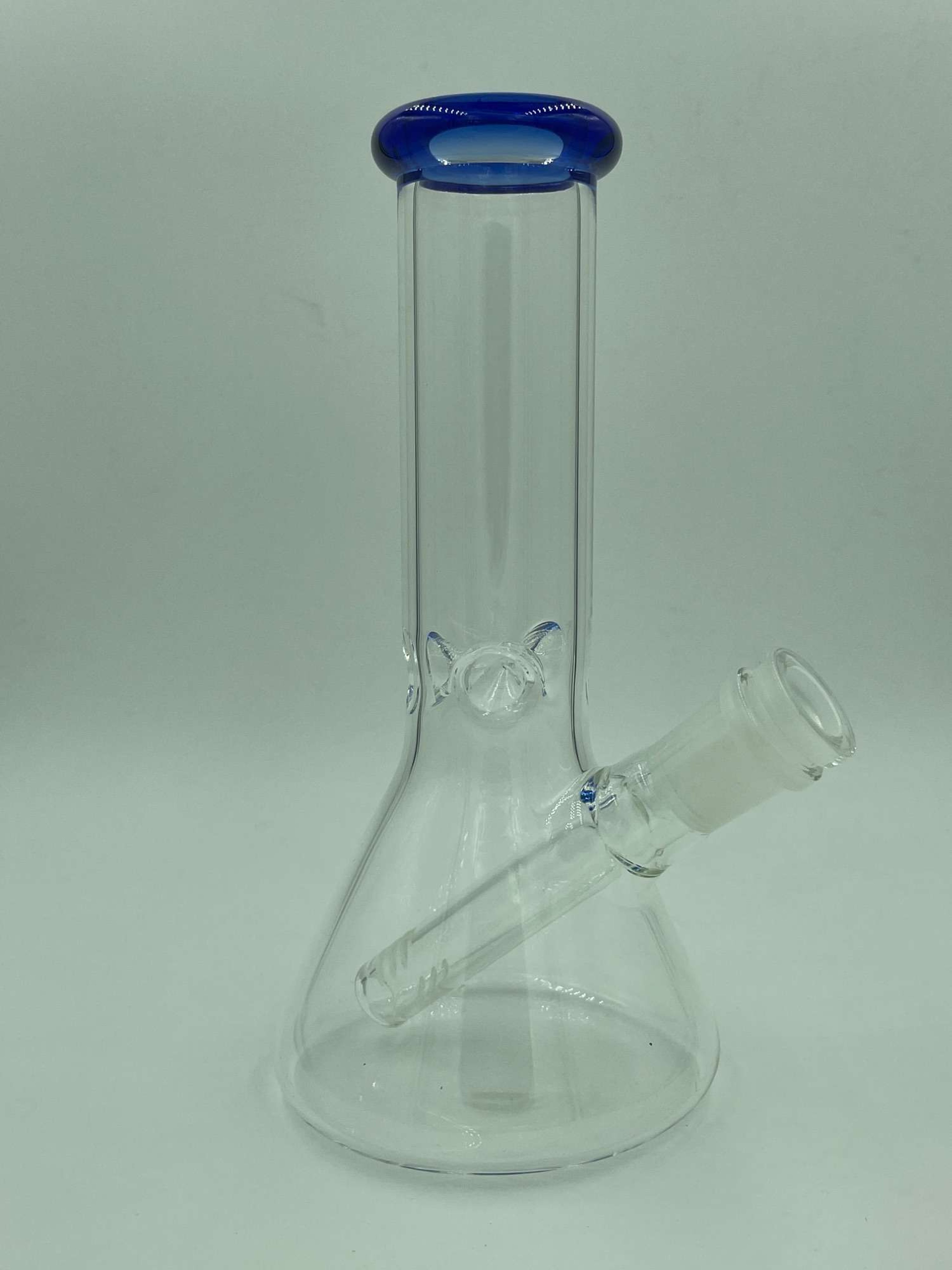 8in Clear/Blue Beaker image 0