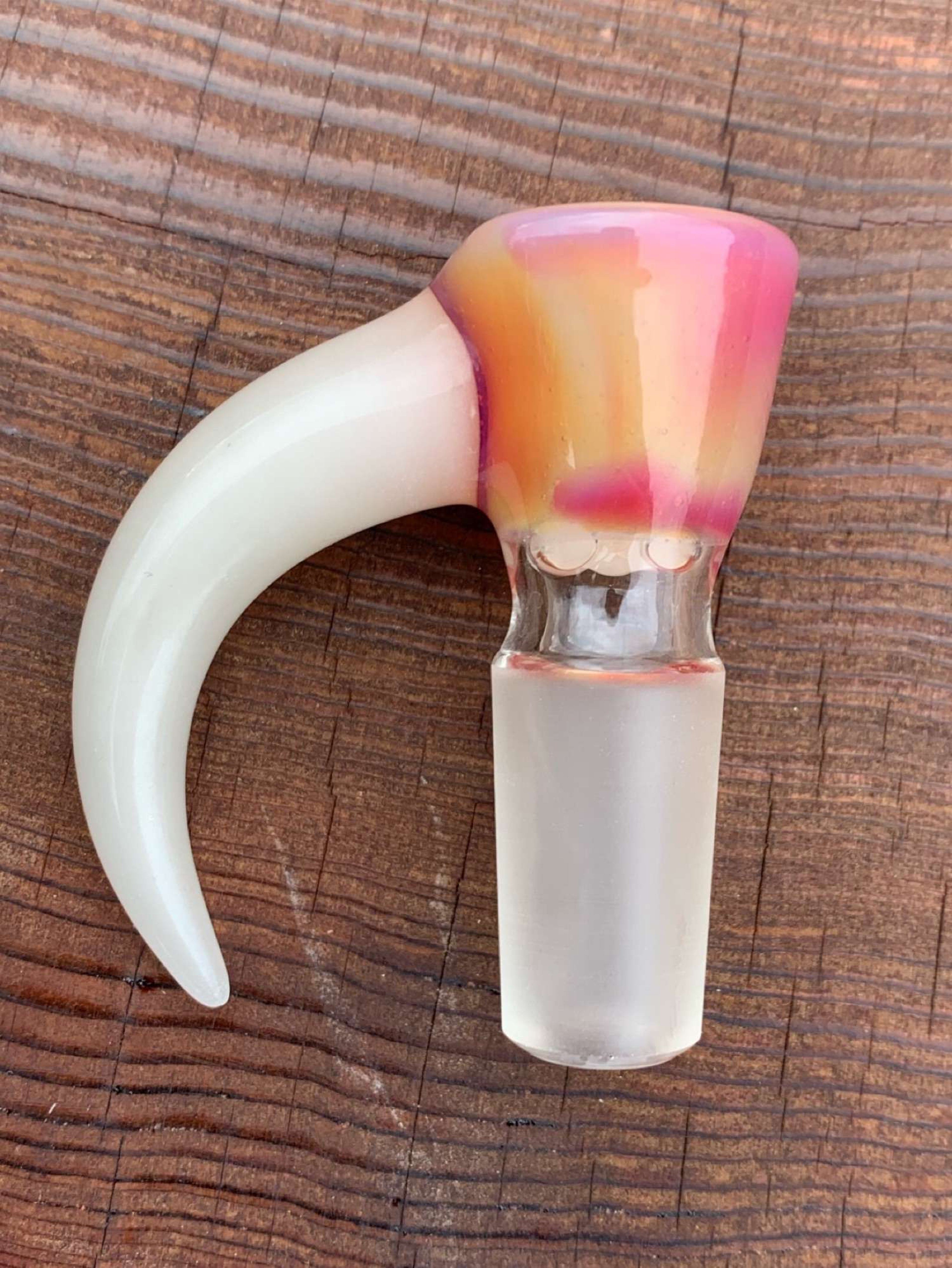cooper glass 14mm purple rainbow over white satin with satin horn image 0