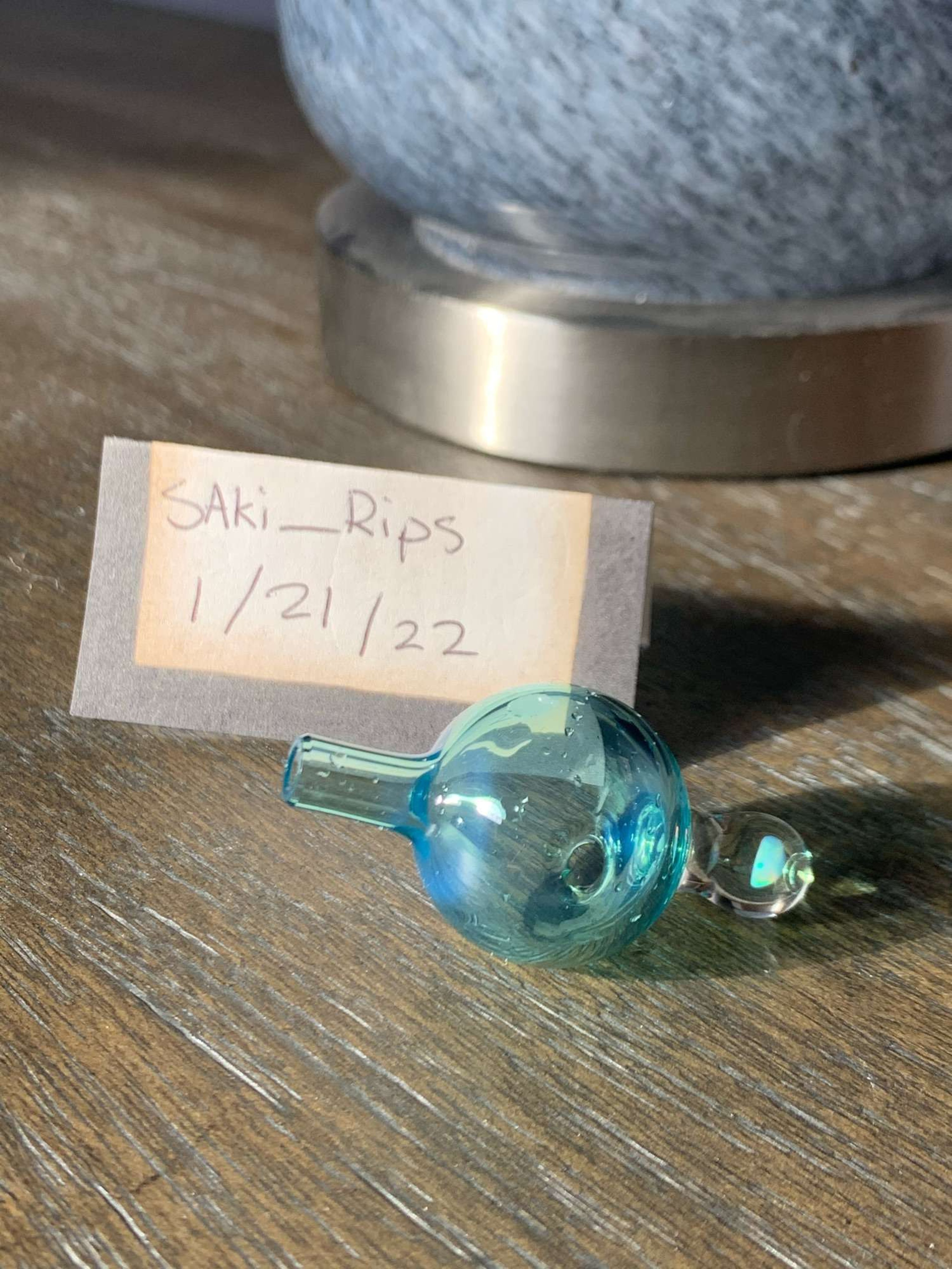Bubble cap aqua w/encased Opal image 0