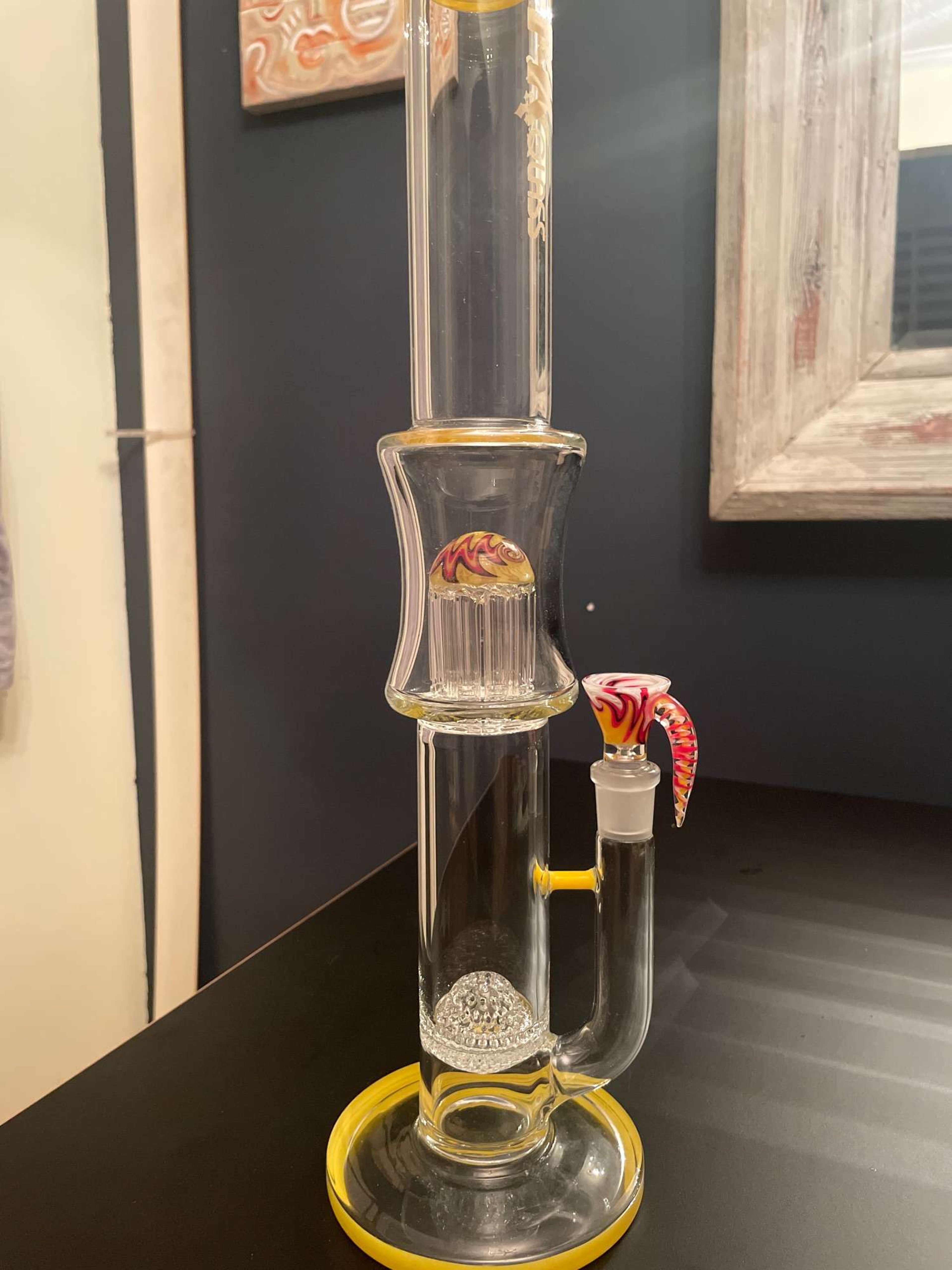 Lace Sphere to Fixed 12 Arm FA Lemon Drop Triple Bore 50 x 5 Neck 9.5/10 No Bloom, ONLY SEEN DISTILLED image 0
