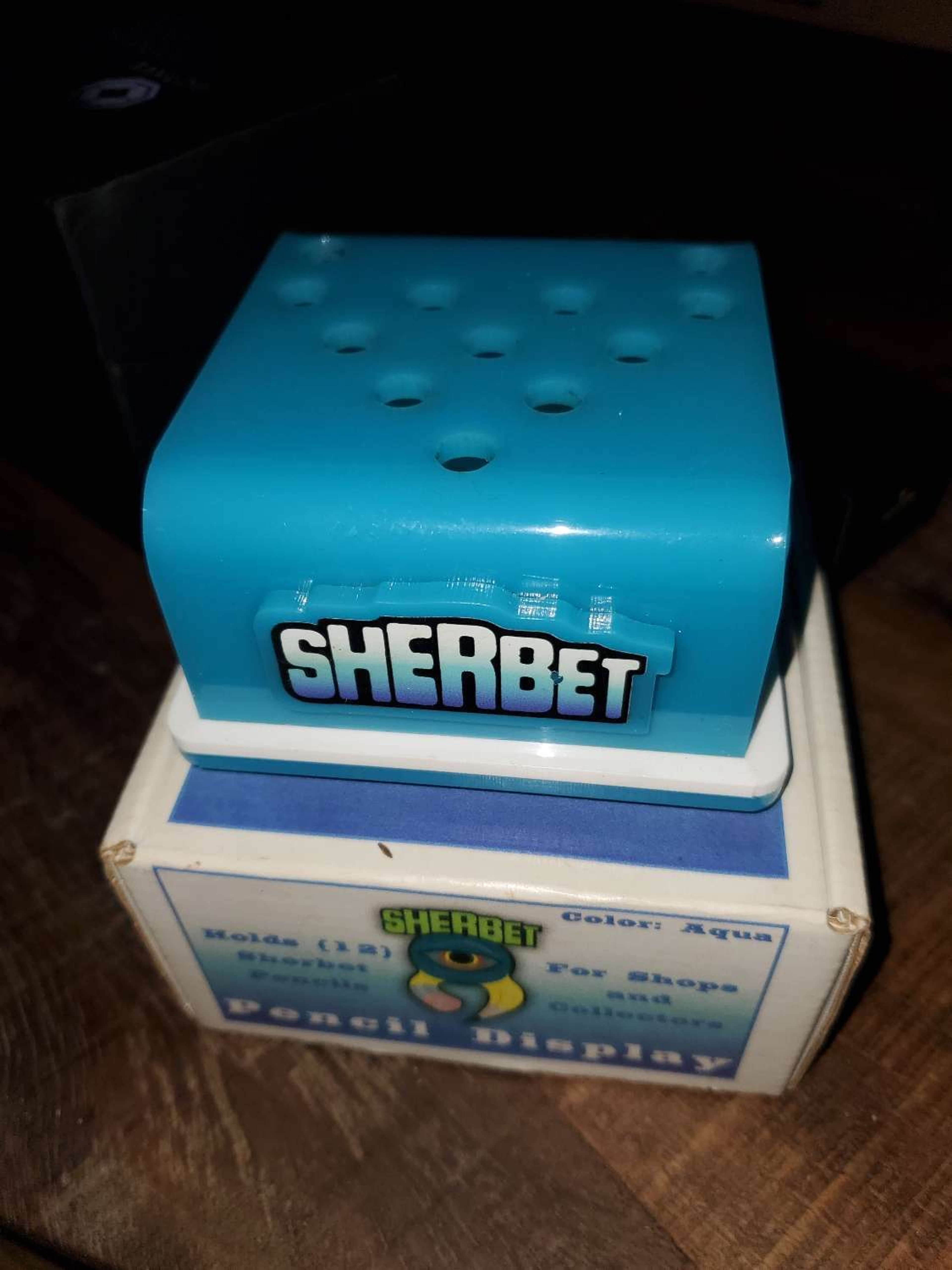 Sherbert glass art display stand barely used w/box image 0