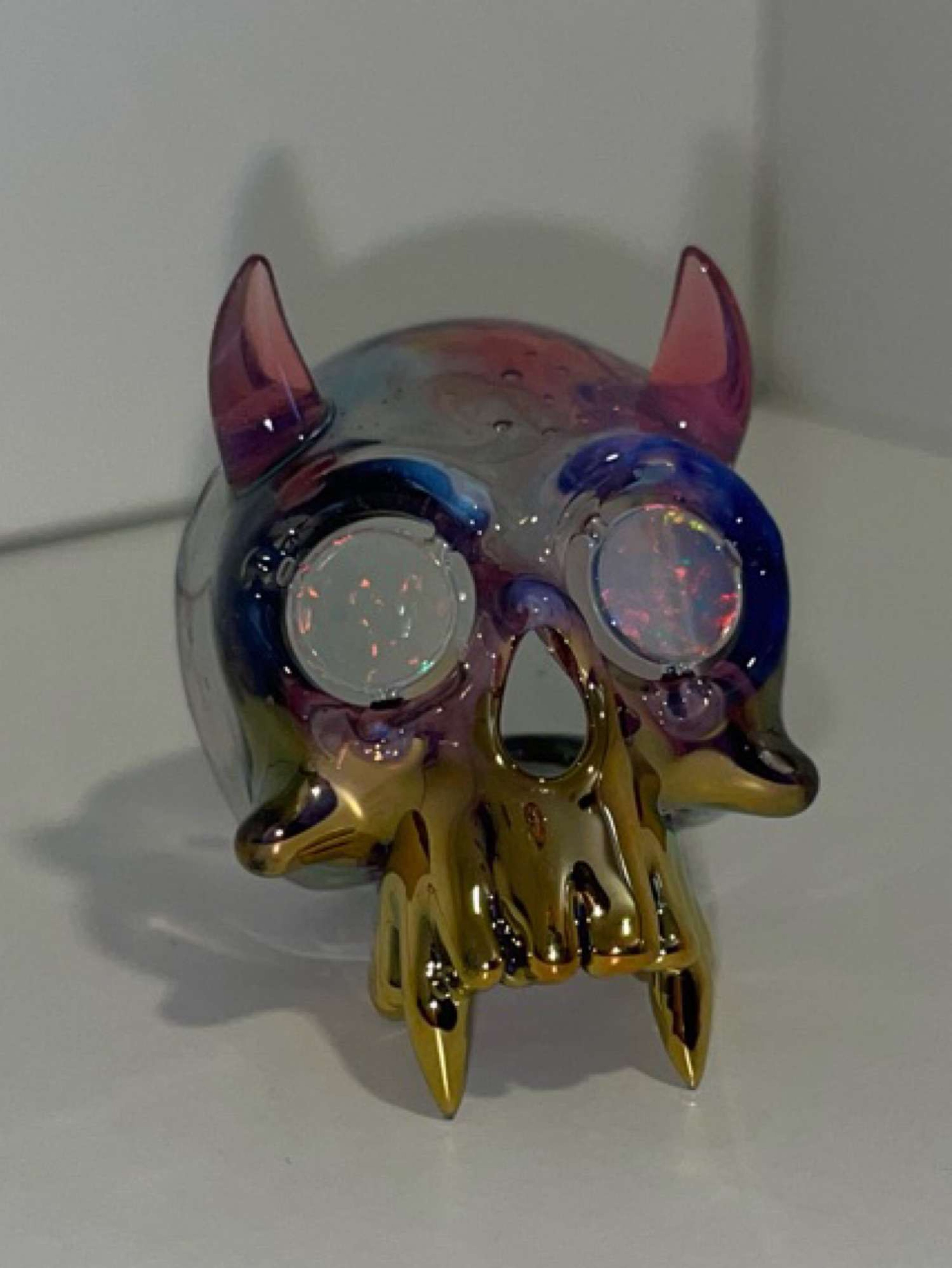 Lee brodee Cali skull pendant with 8mm opal eyes and 24k gold fangs image 0