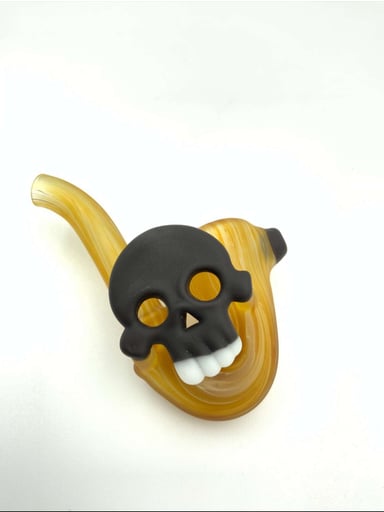 Preview pic of Tesla Glass Sandblasted Orange / Black Skull Sherlock