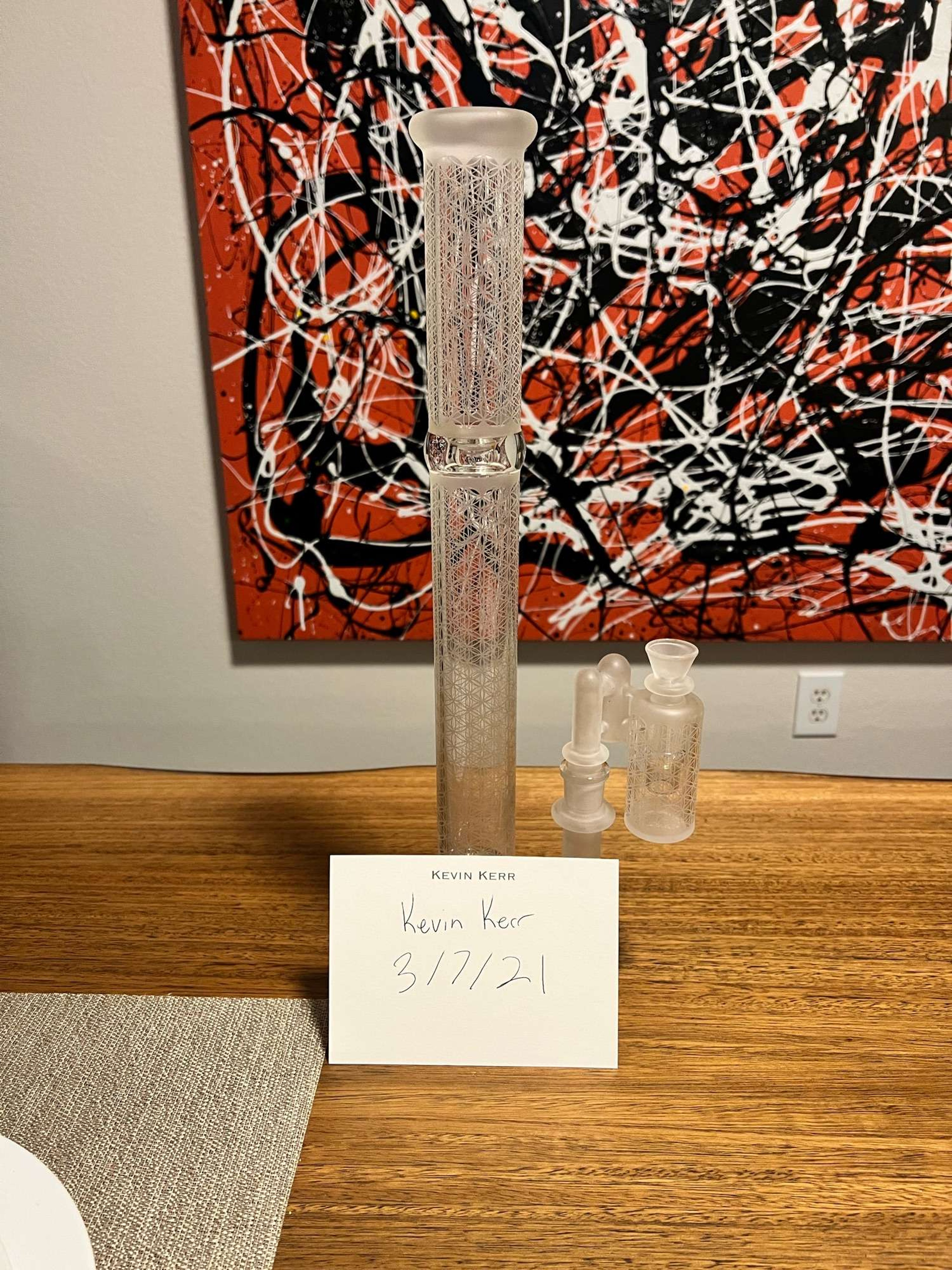 Seed of Life sand blasted 45 lace-disc straight tube with dry ash catcher and slide image 0