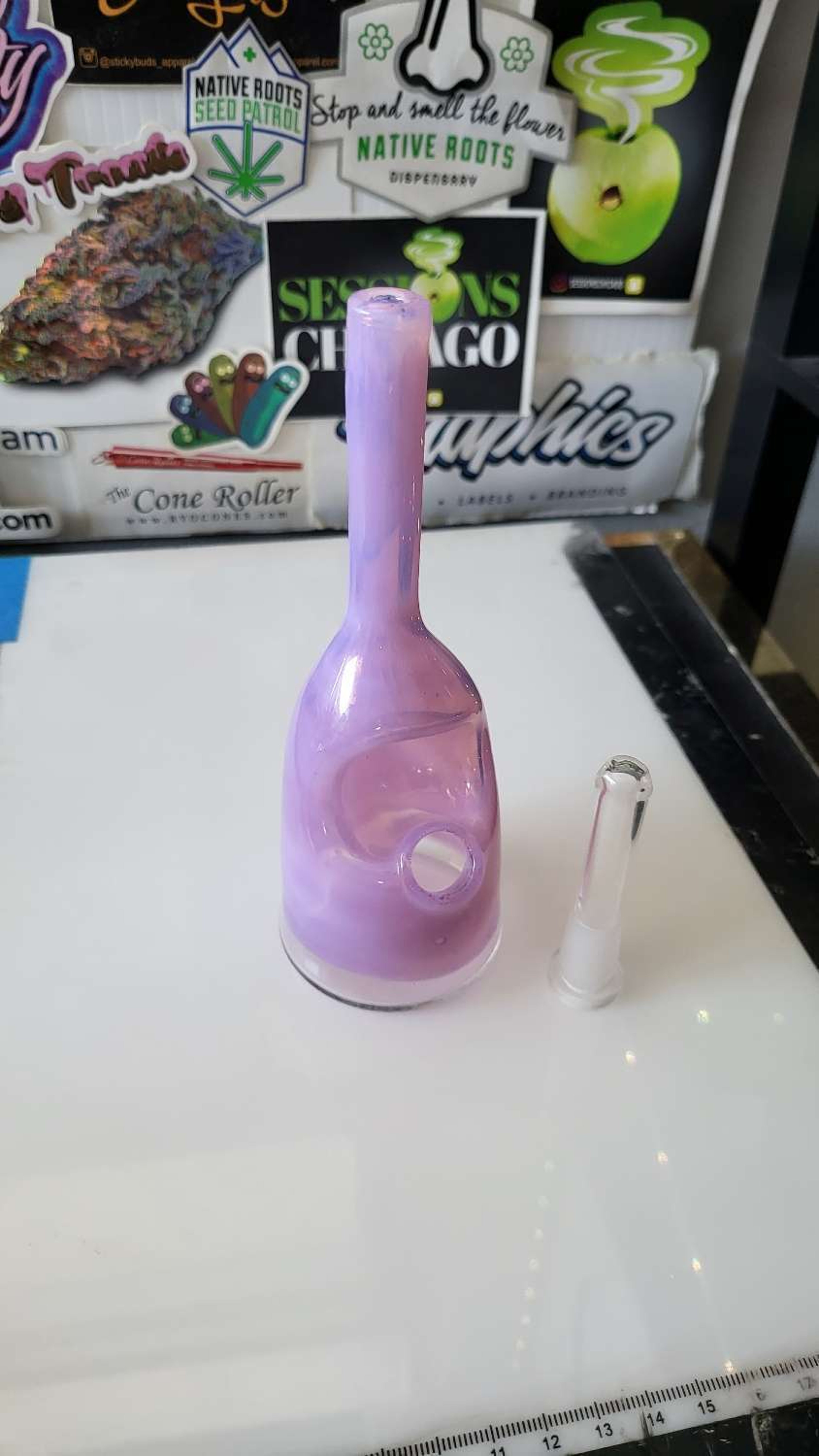 Lilac over Blossom🌸🌸🌸 Saki bottle by Costa glass image 0