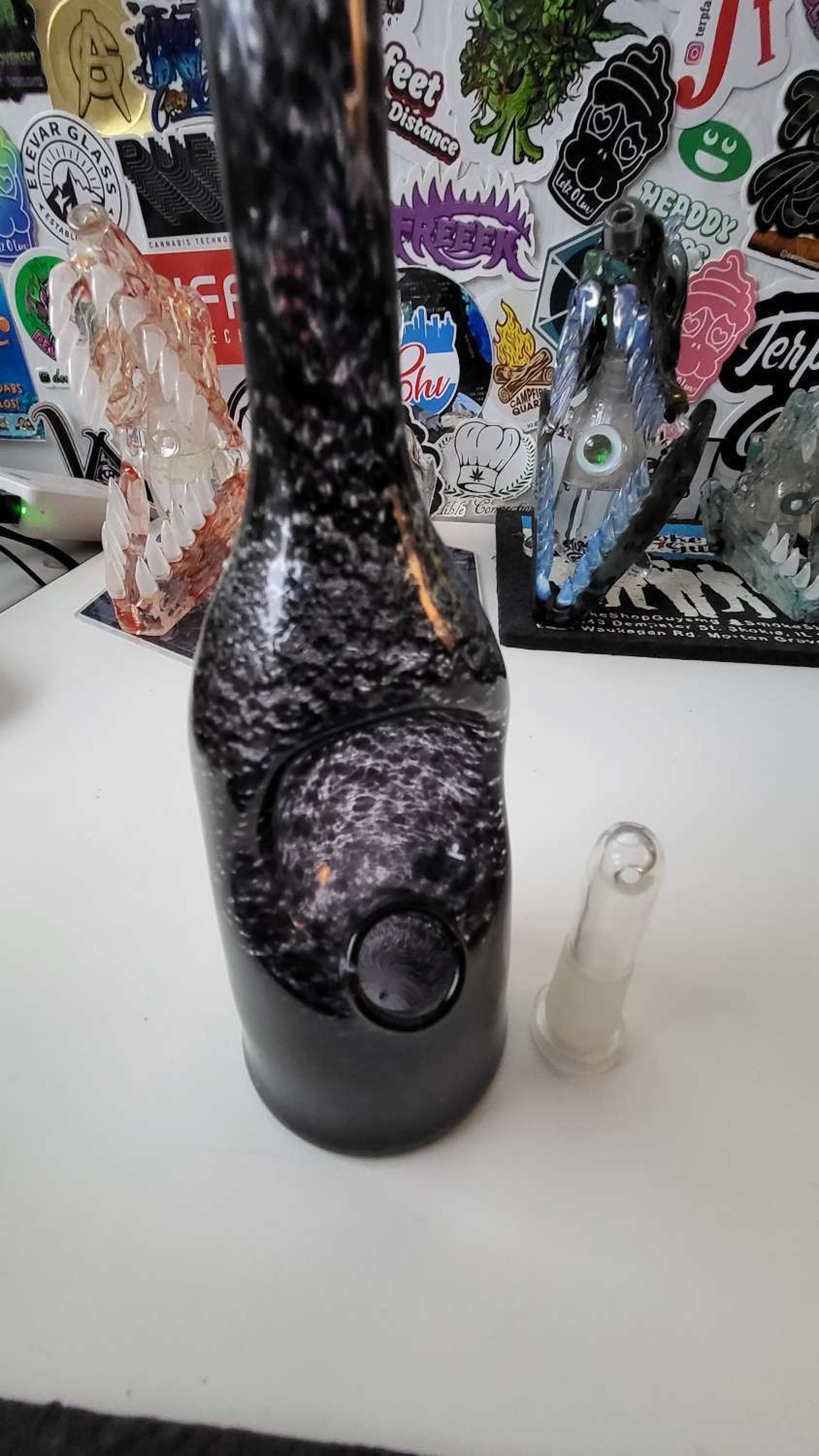 Jet black frit low profile saki bottle by costaglass image 0