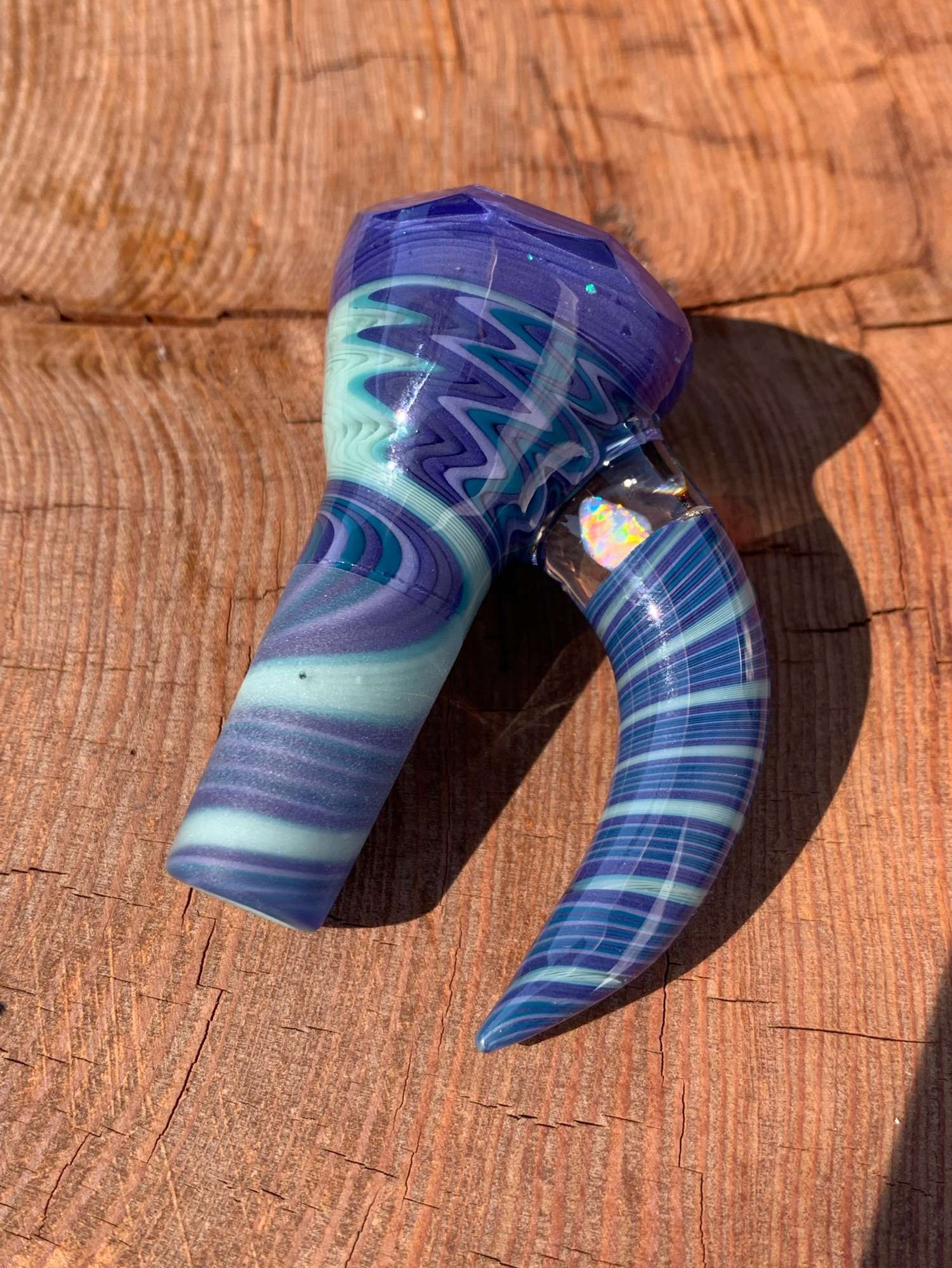 Preview pic of Rickert Glass 14mm Fully Worked Crushed Opal Faceted Slide 
