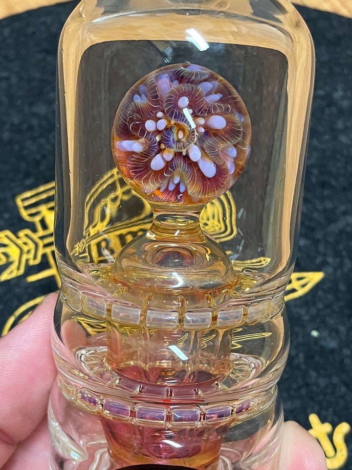 Fumed/Worked Implosion Marble Double Ratchet Puffco Top