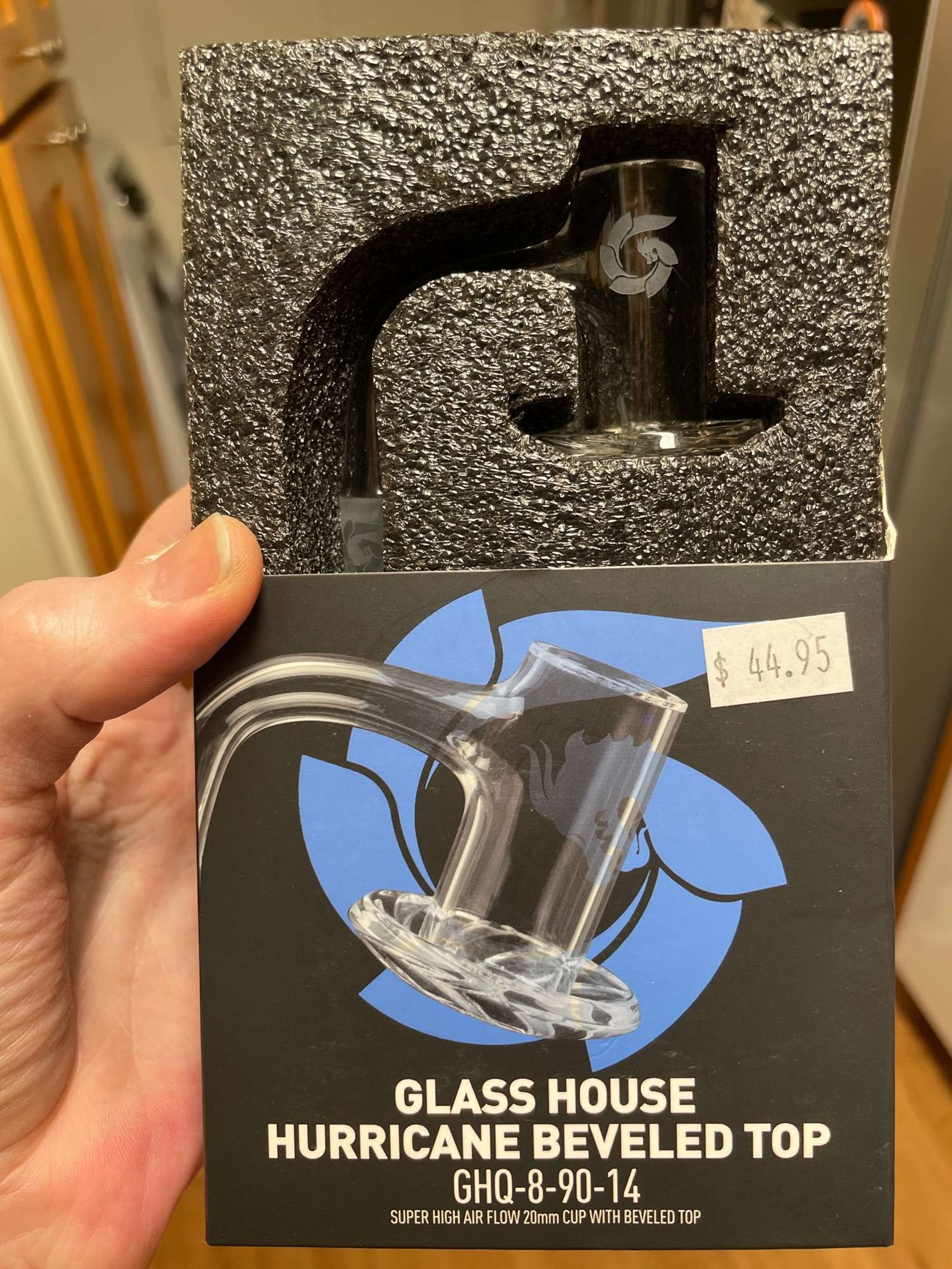 Glass House Hurricane Beveled Top 14mm/90 degree Blender Banger image 0
