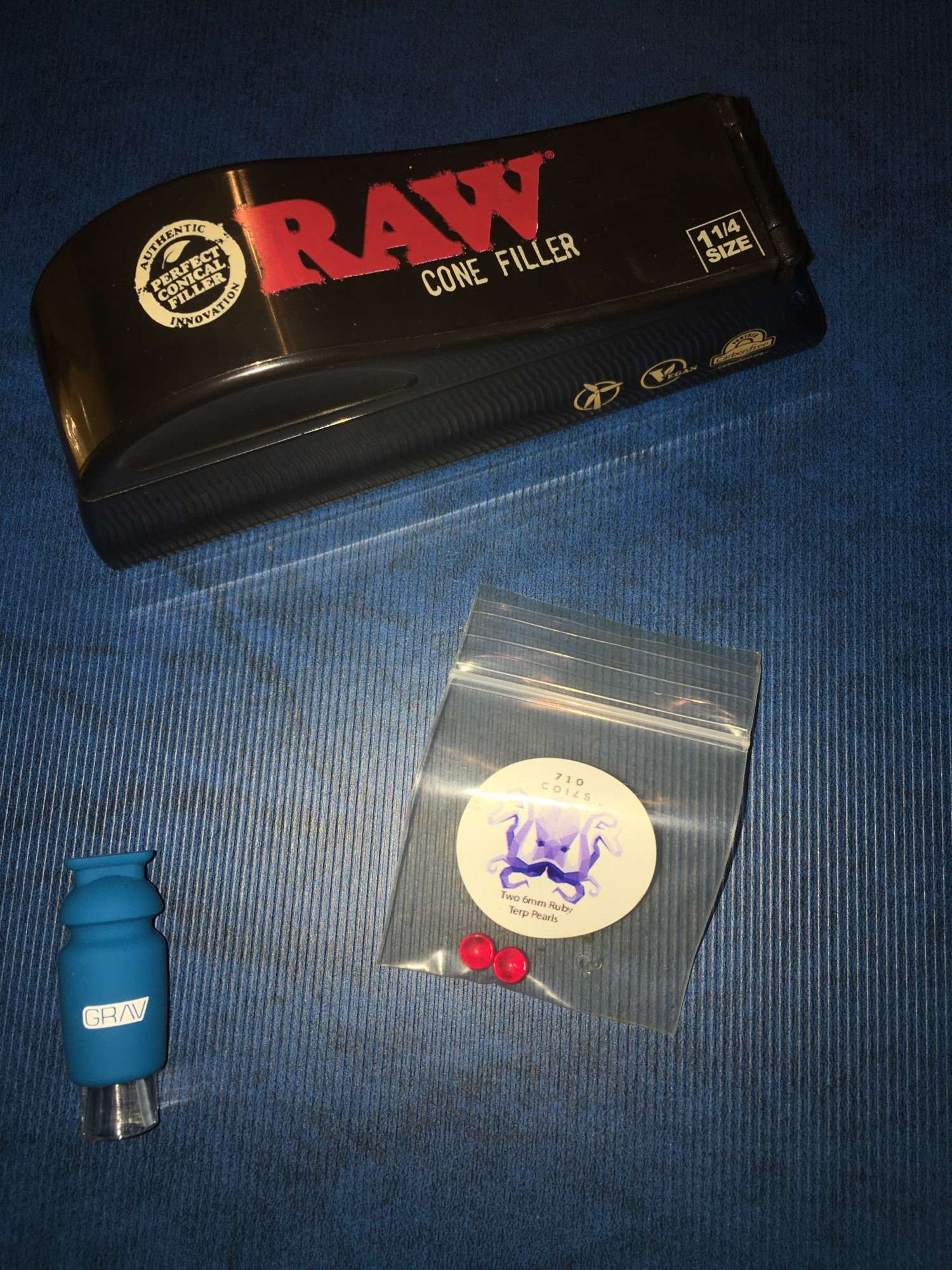 6mm rug terp pearls, raw cone roller, grav glass tip BUNDLE image 0