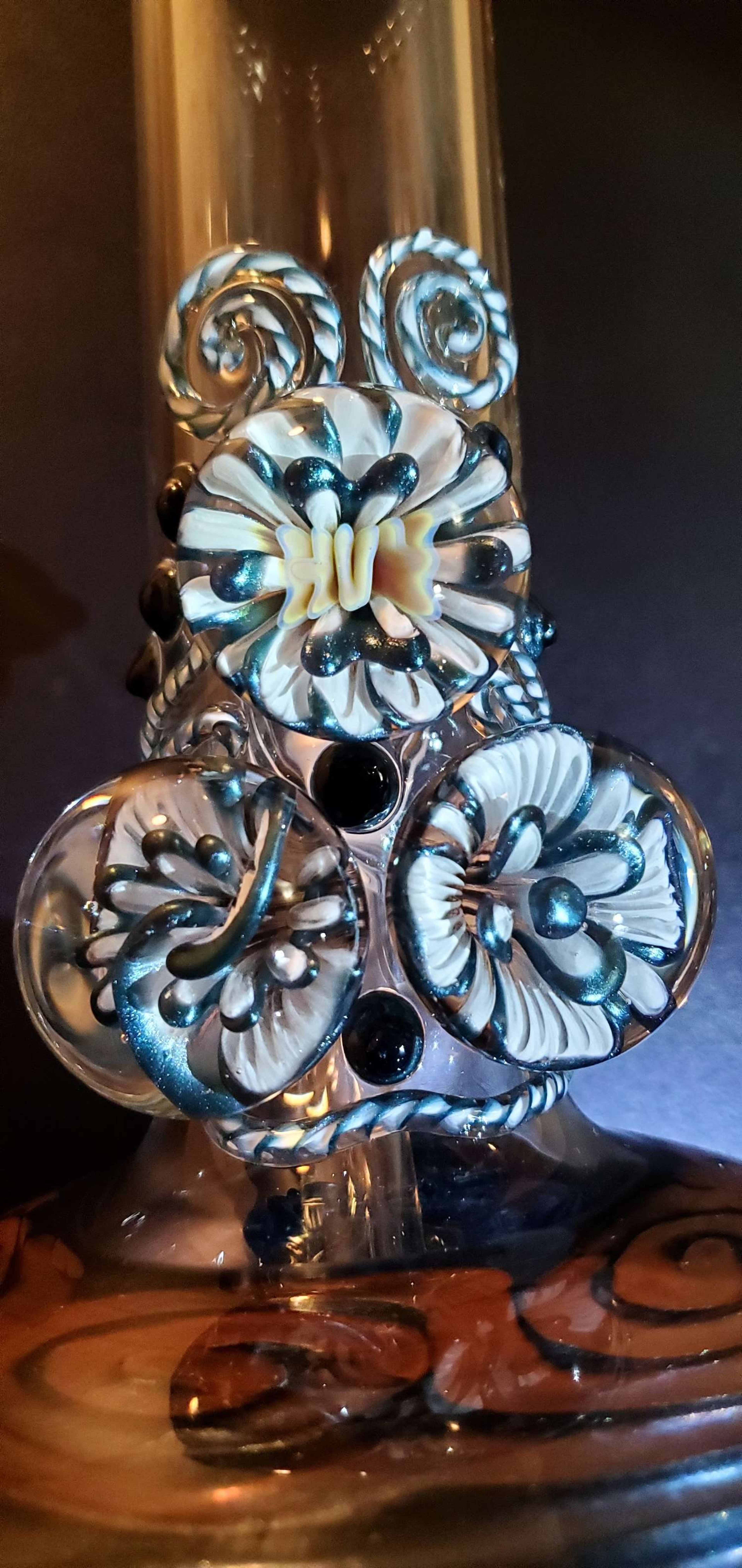 Preview pic of Heady HVY Beaker 3 Marbles, Metallic coiled Bubble, Implosions & accented