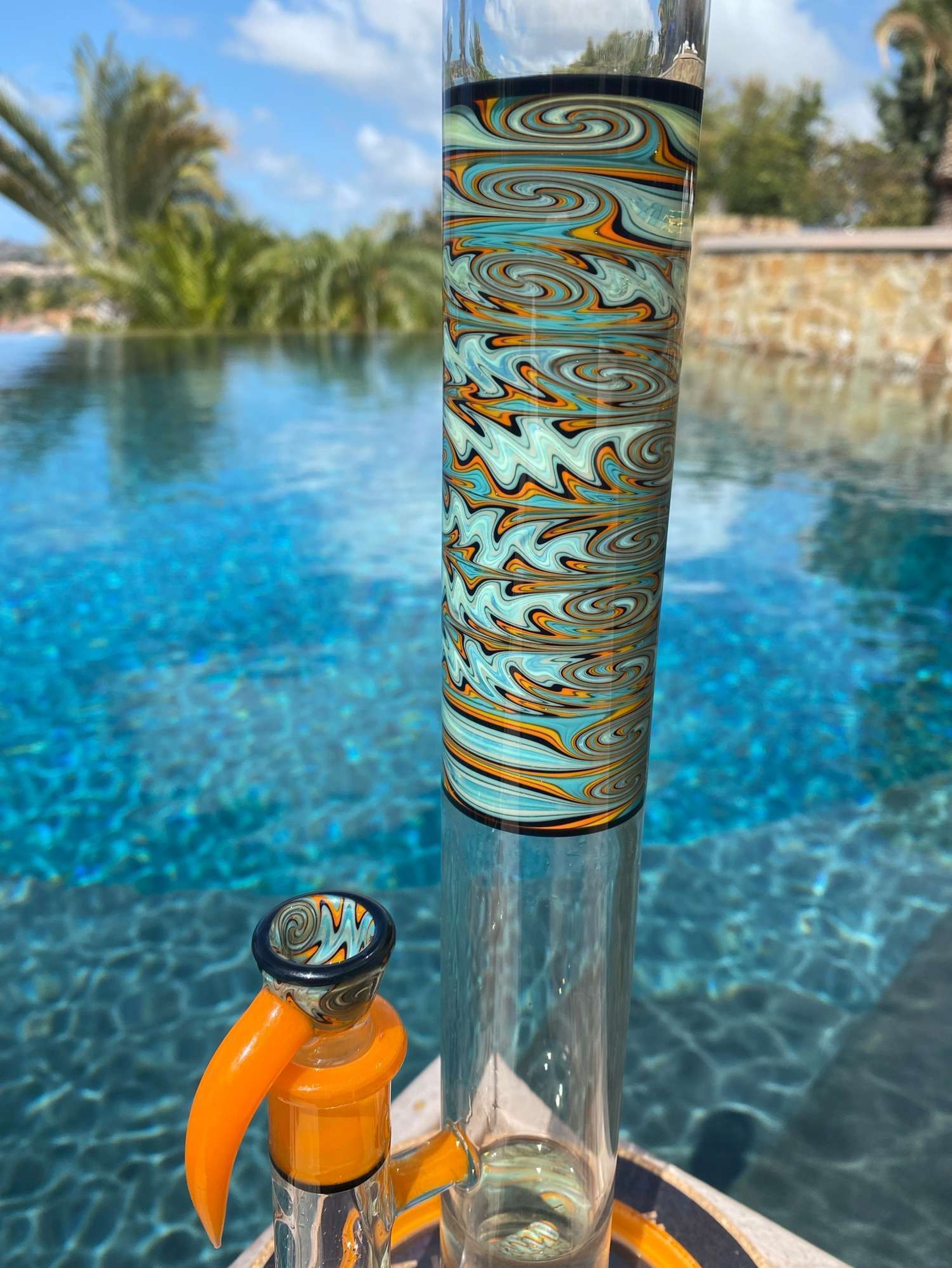 Preview pic of OJ Flame Worked Cropal dual stem straight tube