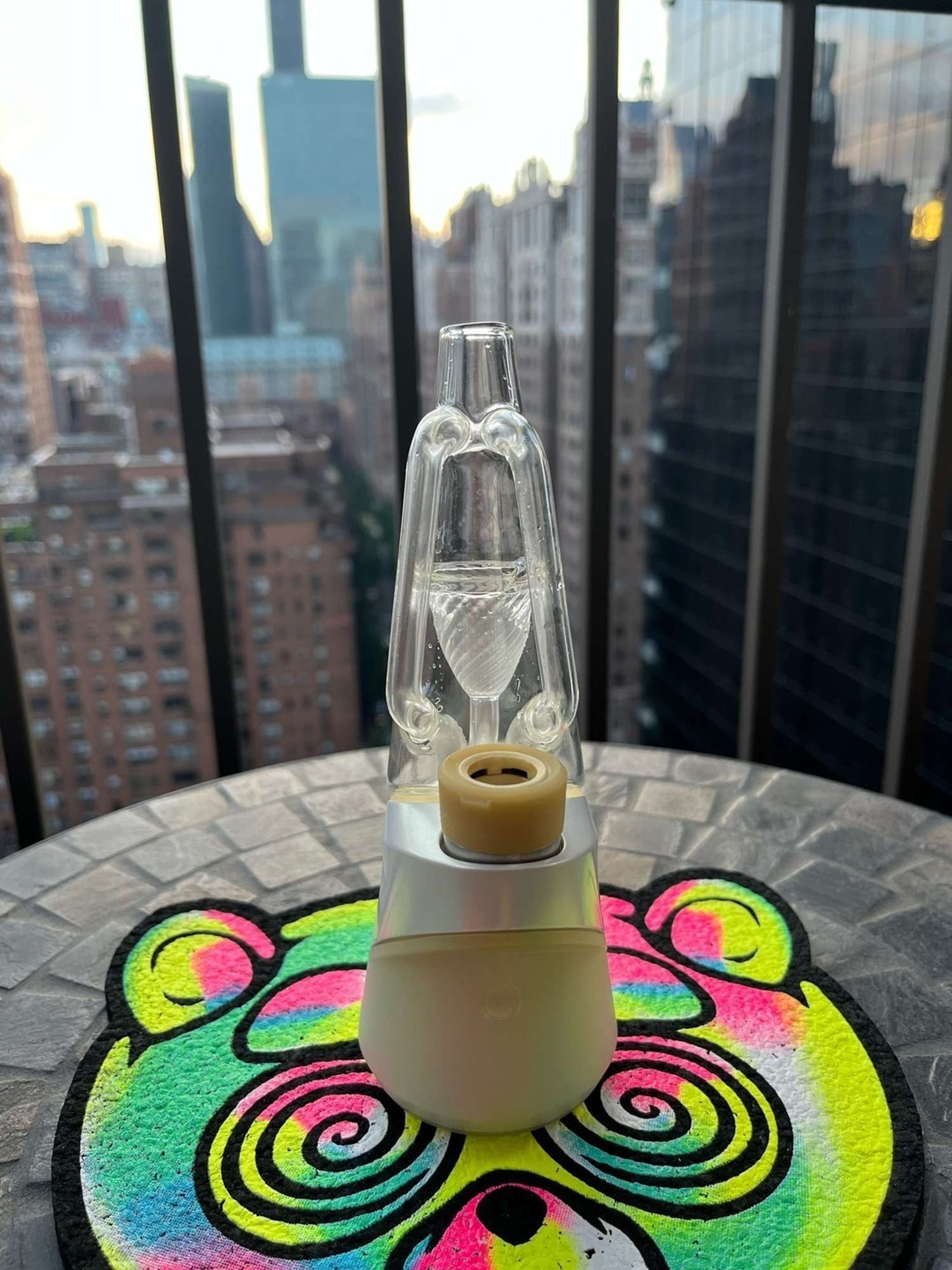 Preview pic of Puffco Peak Pro with bubble cap and Ryan Fitt Recycler Glass