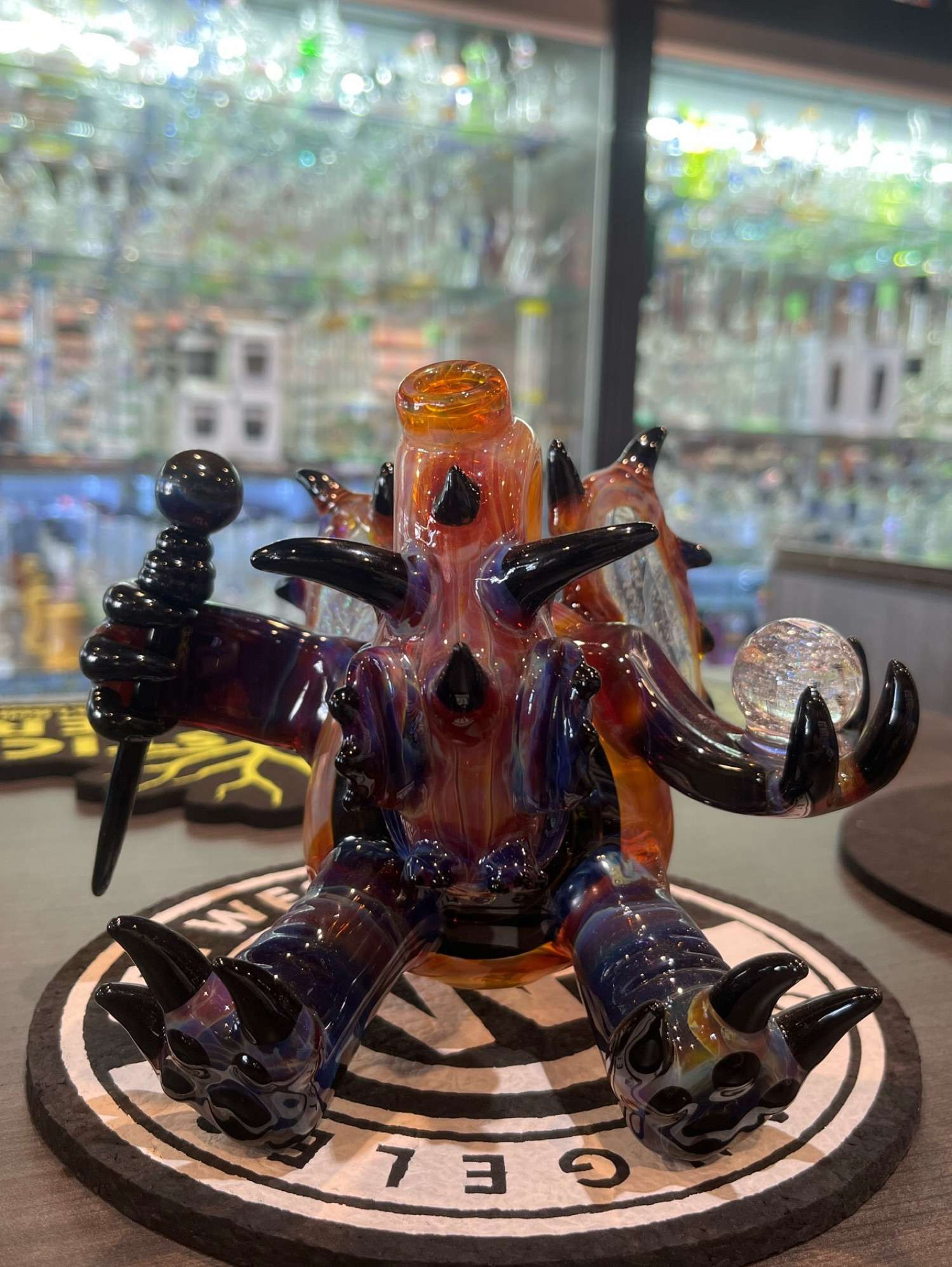 Kiebler Glass 10mm double amber purple dichro dragon image 0
